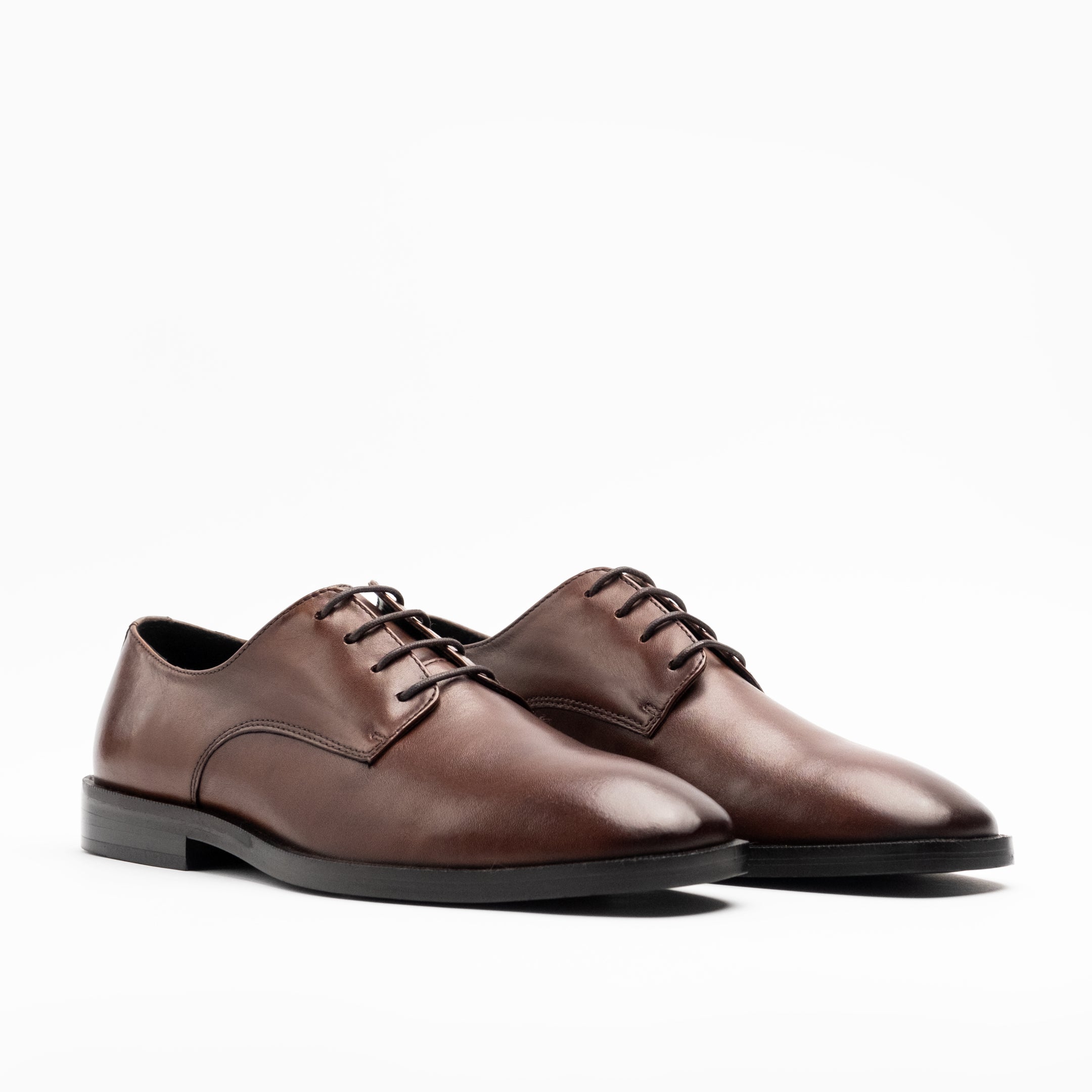 Walk London Alex Derby Shoe - Brown Leather
