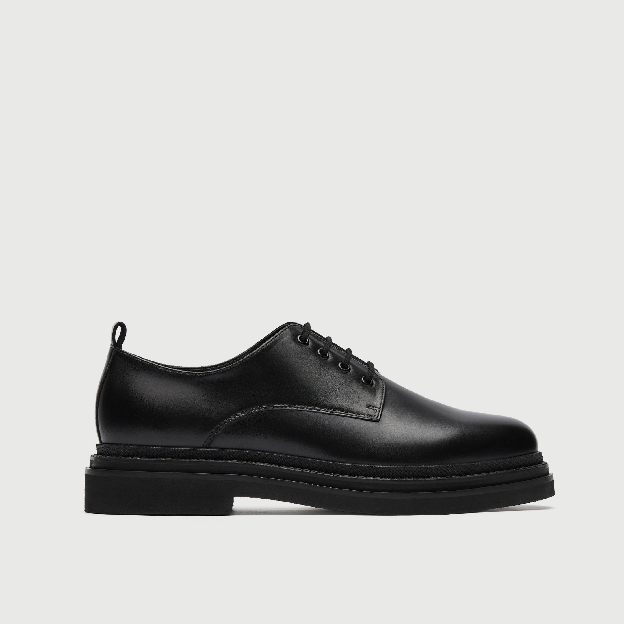 Walk London Mens Brooklyn Derby Shoe Black Leather