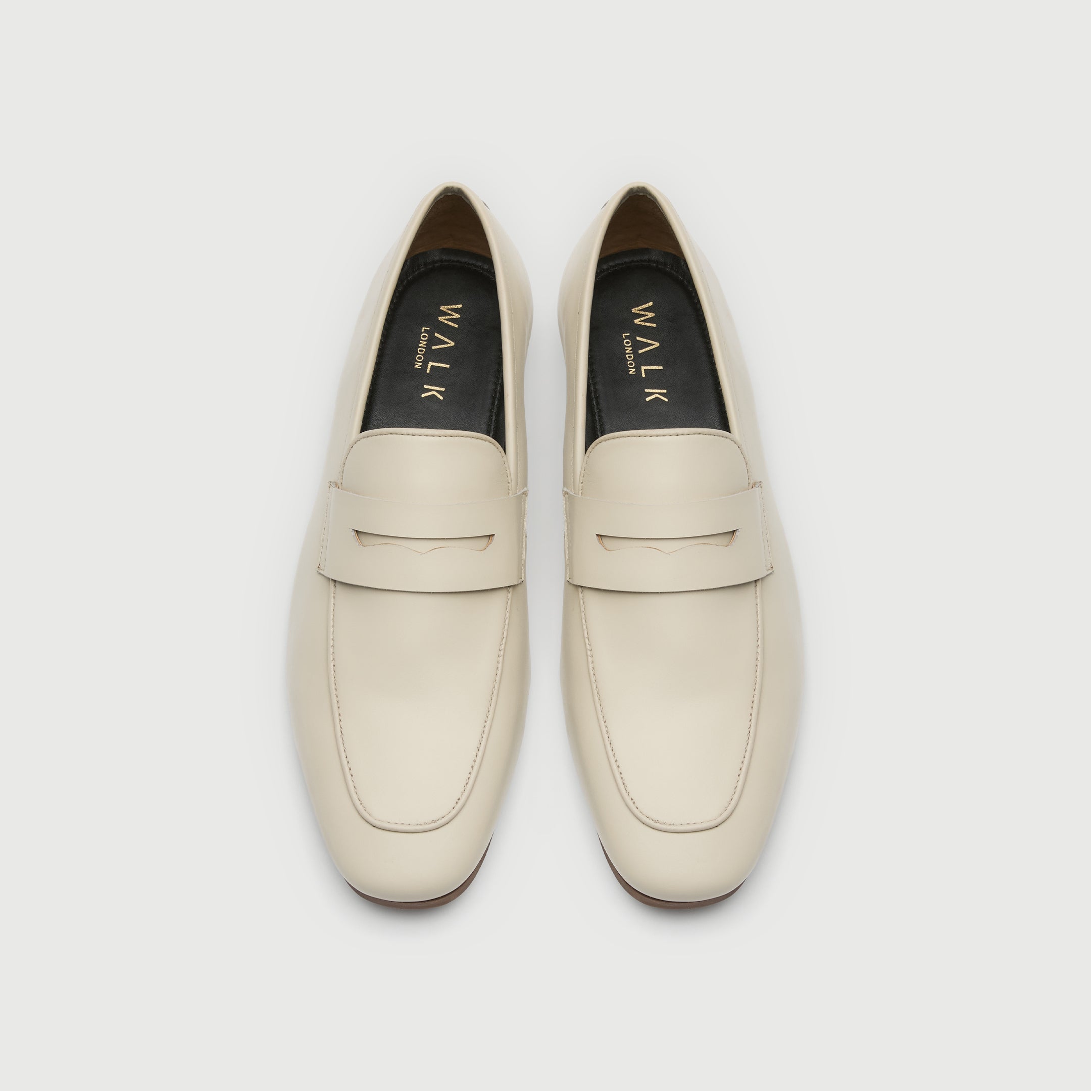 Walk London Mens Capri Saddle Loafer in Off White Leather