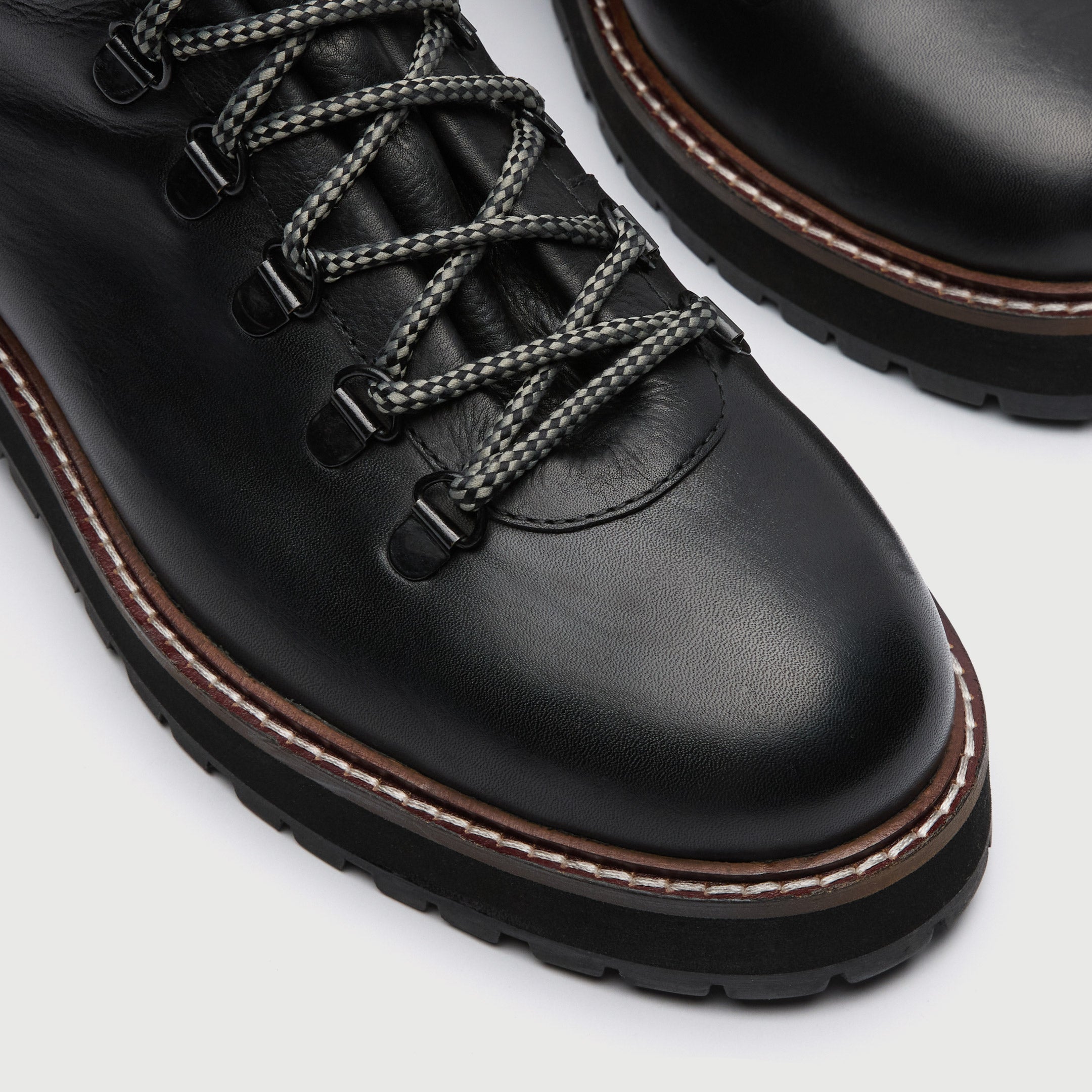 WALK London Mens Connery Hiking Boot in Black Leather