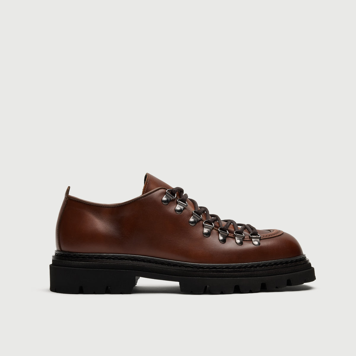 Walk London Hartford Hiking Style Shoe in Tan Leather side view
