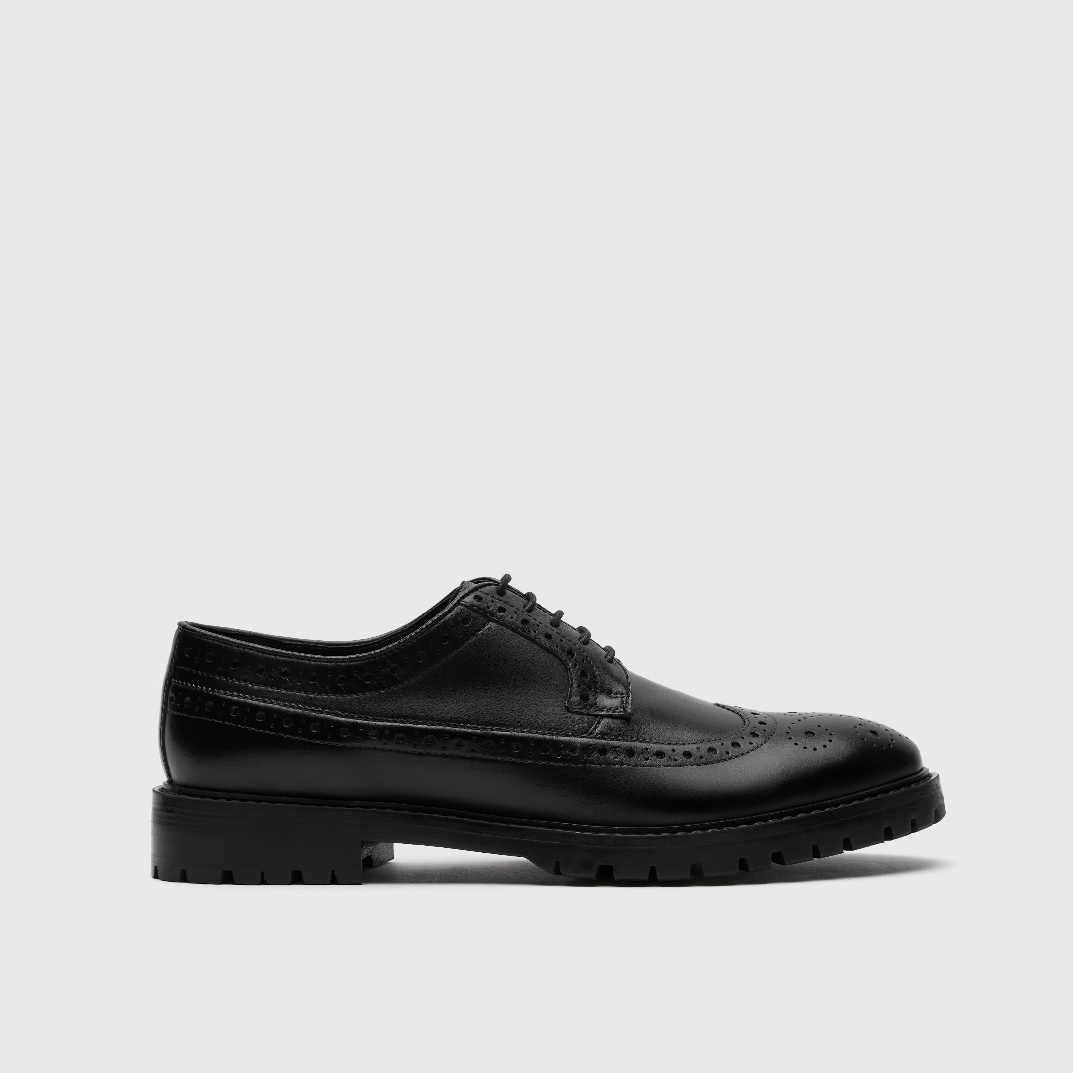 WALK London Men's James Brogue in Black Leather