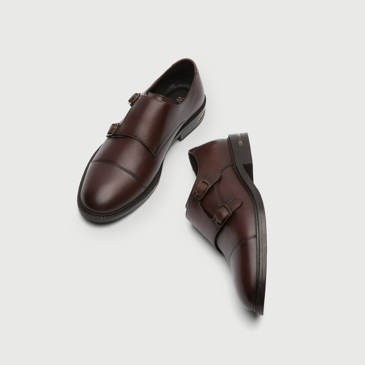 Walk London Mens Oliver Monk Strap Shoe in Brown Leather