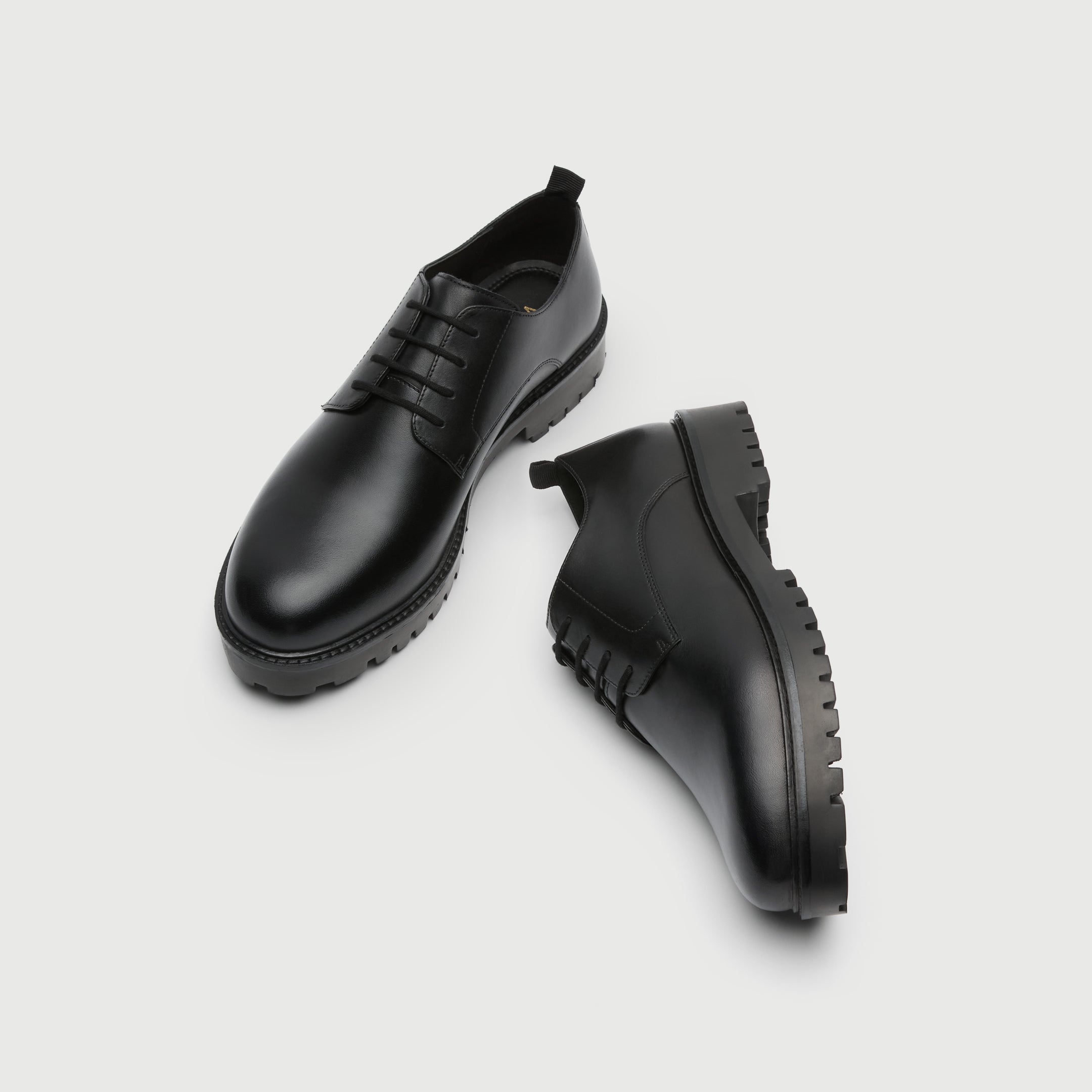 WALK London Mens Sean Derby Shoe Black Leather