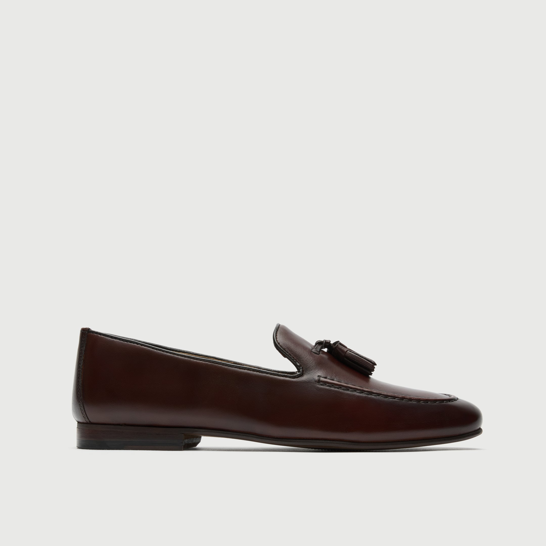 Walk London Mens Trent Tassel Loafer in Brown Leather