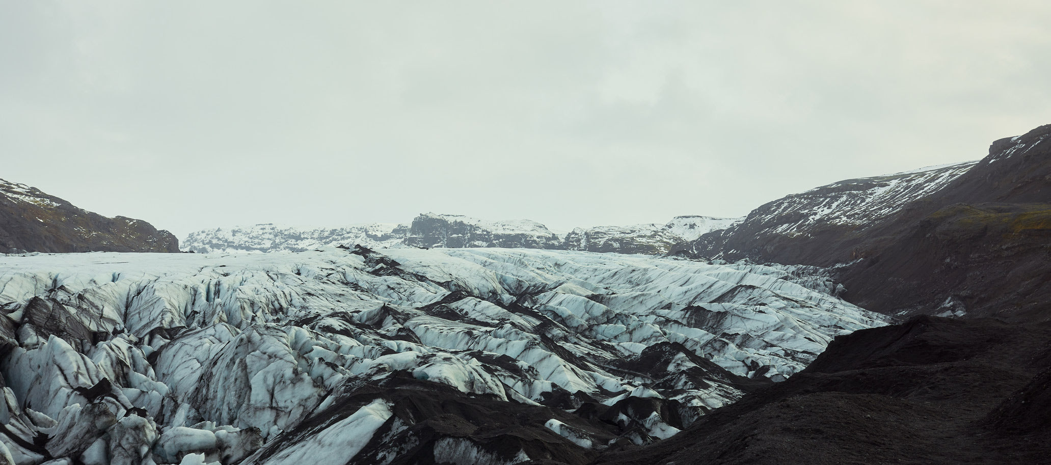 landscape view of jagged glacier and mountains