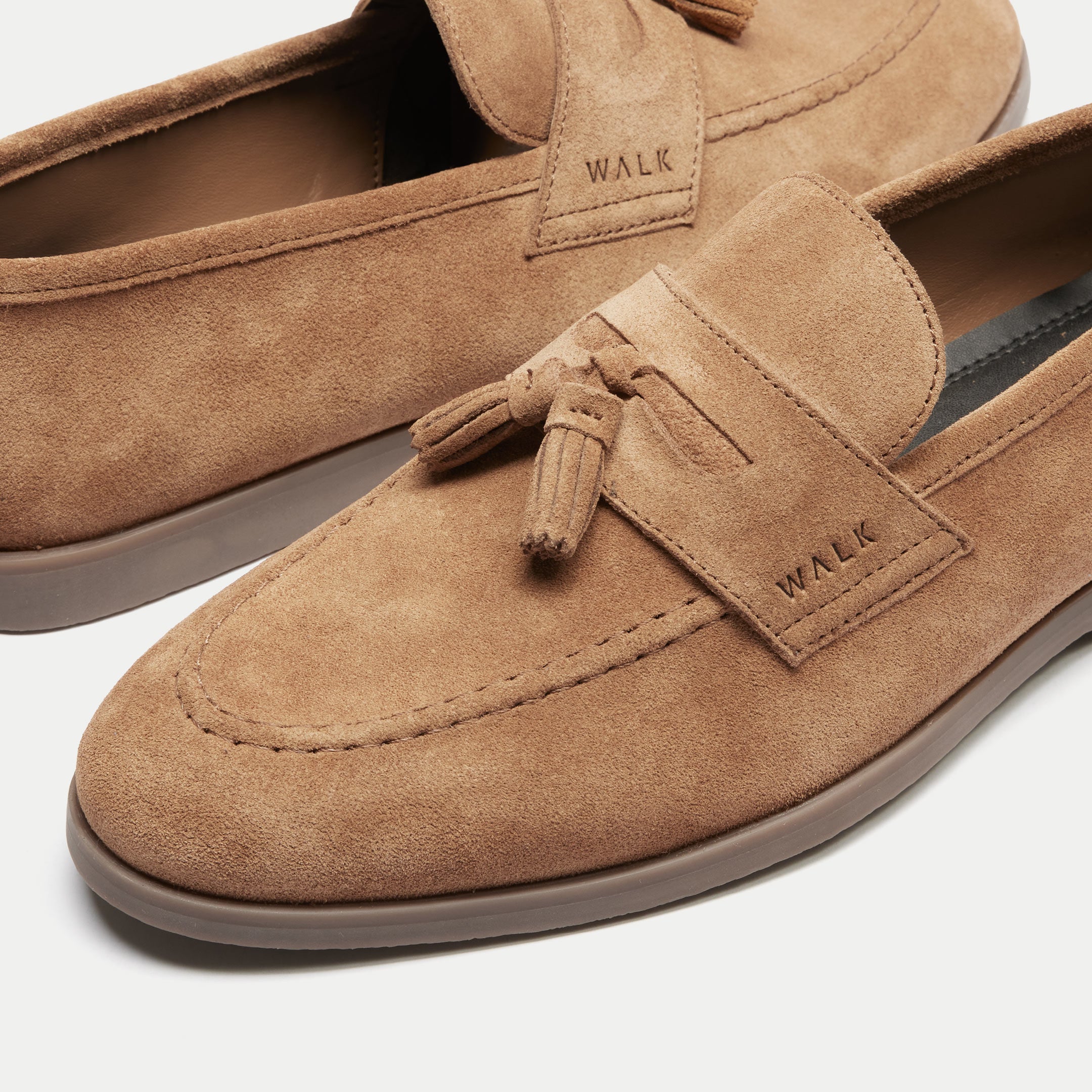 Walk London Mens Angelo Tassel Loafer - Tan Suede