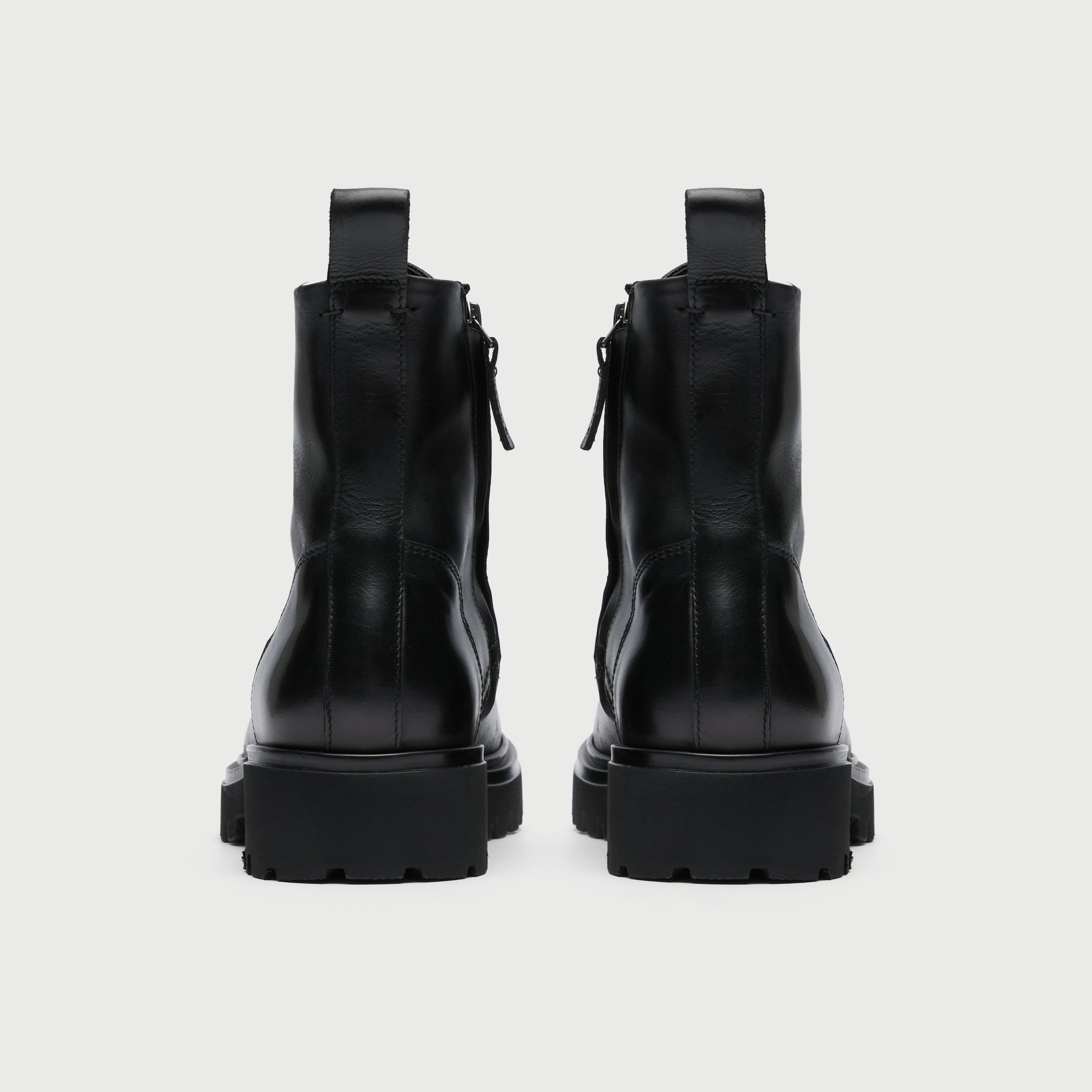 Walk London Mens Boston Lace Boot in Black Leather