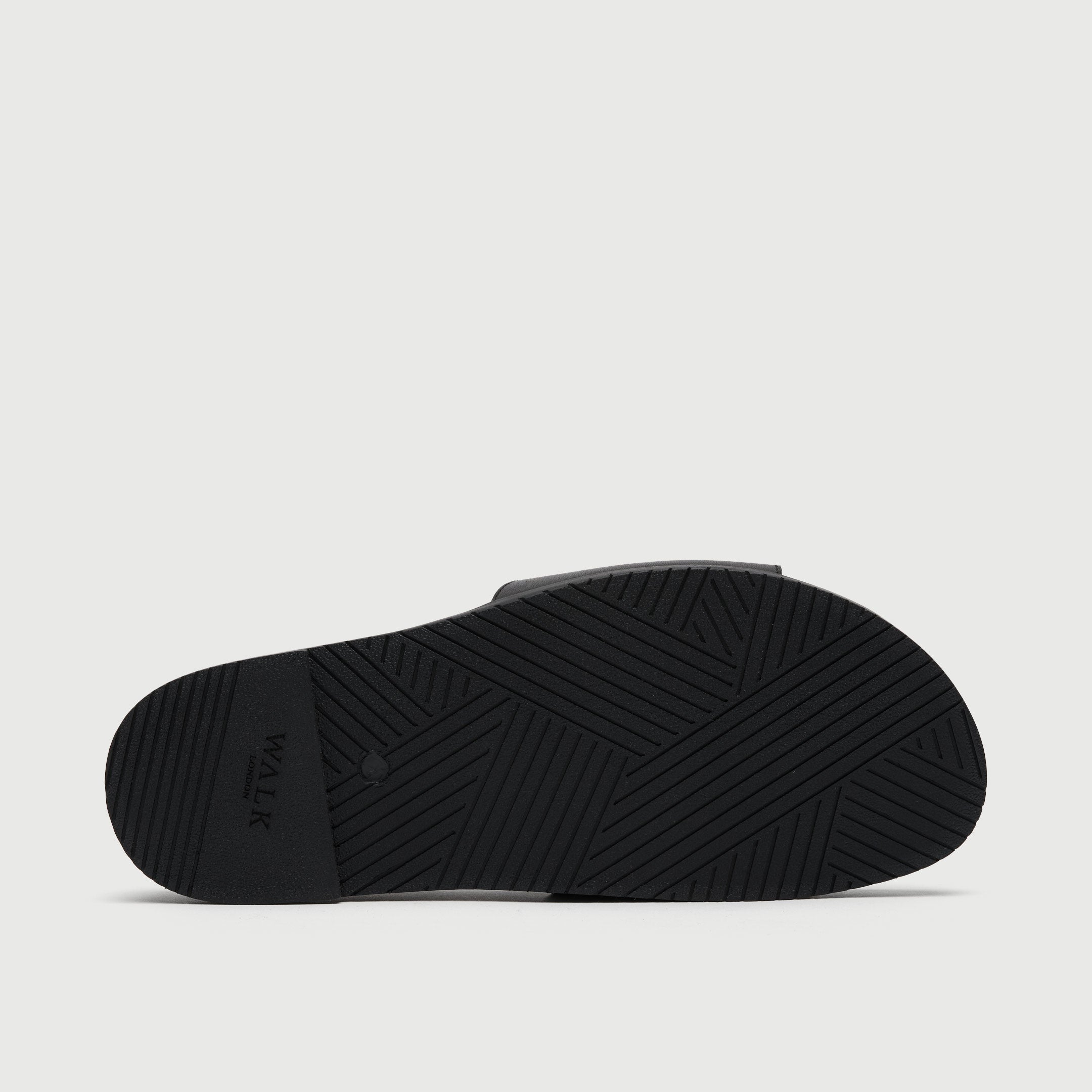 Walk London Breeze Trim Men's Black Leather Slider Sandal sole view