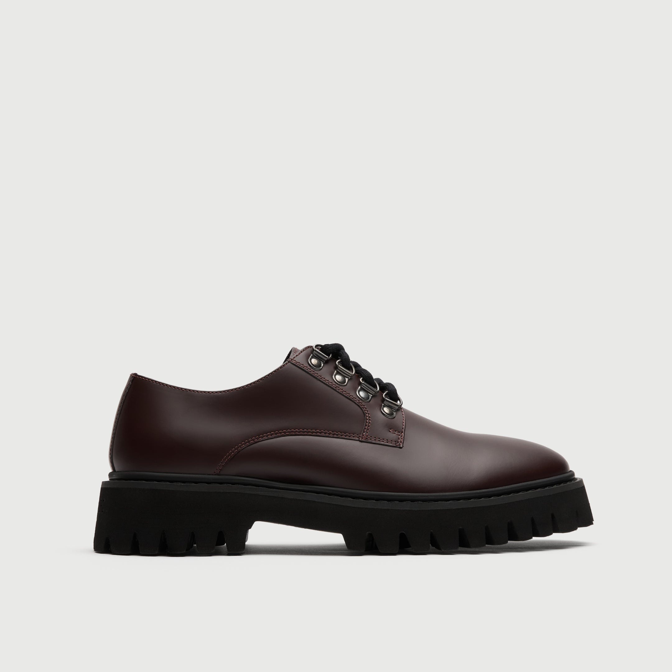 Walk London Bromley Hiking Shoe in Burgundy Leather side view