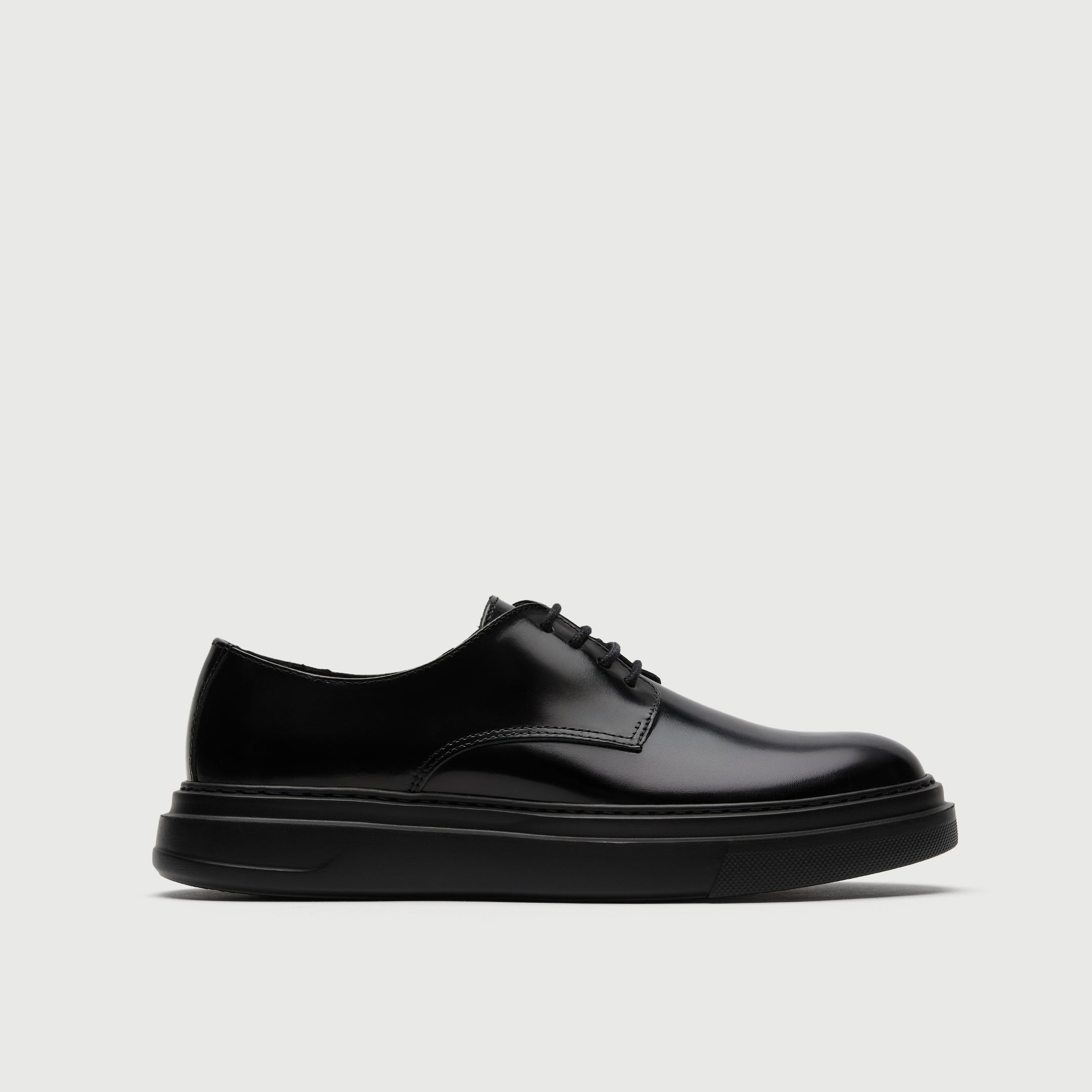 Walk London Bronx Black Leather Derby Shoe side view