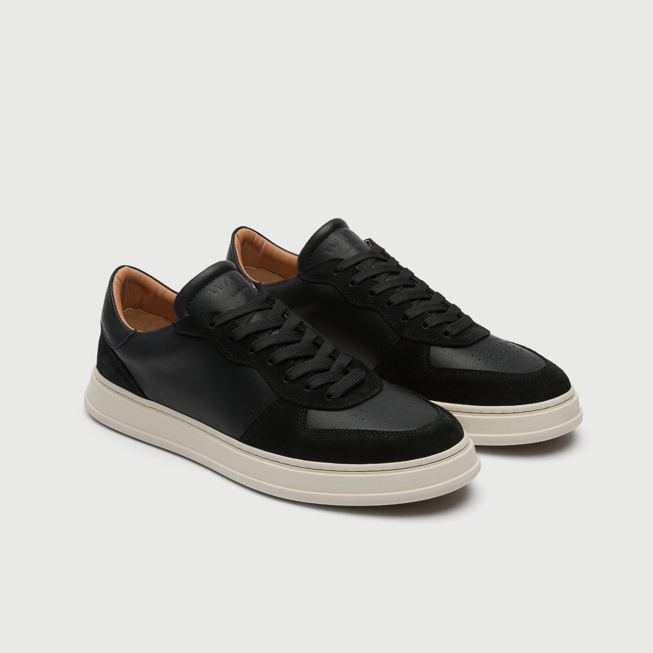 Walk London Mens California Trainer | Black Leather and Suede