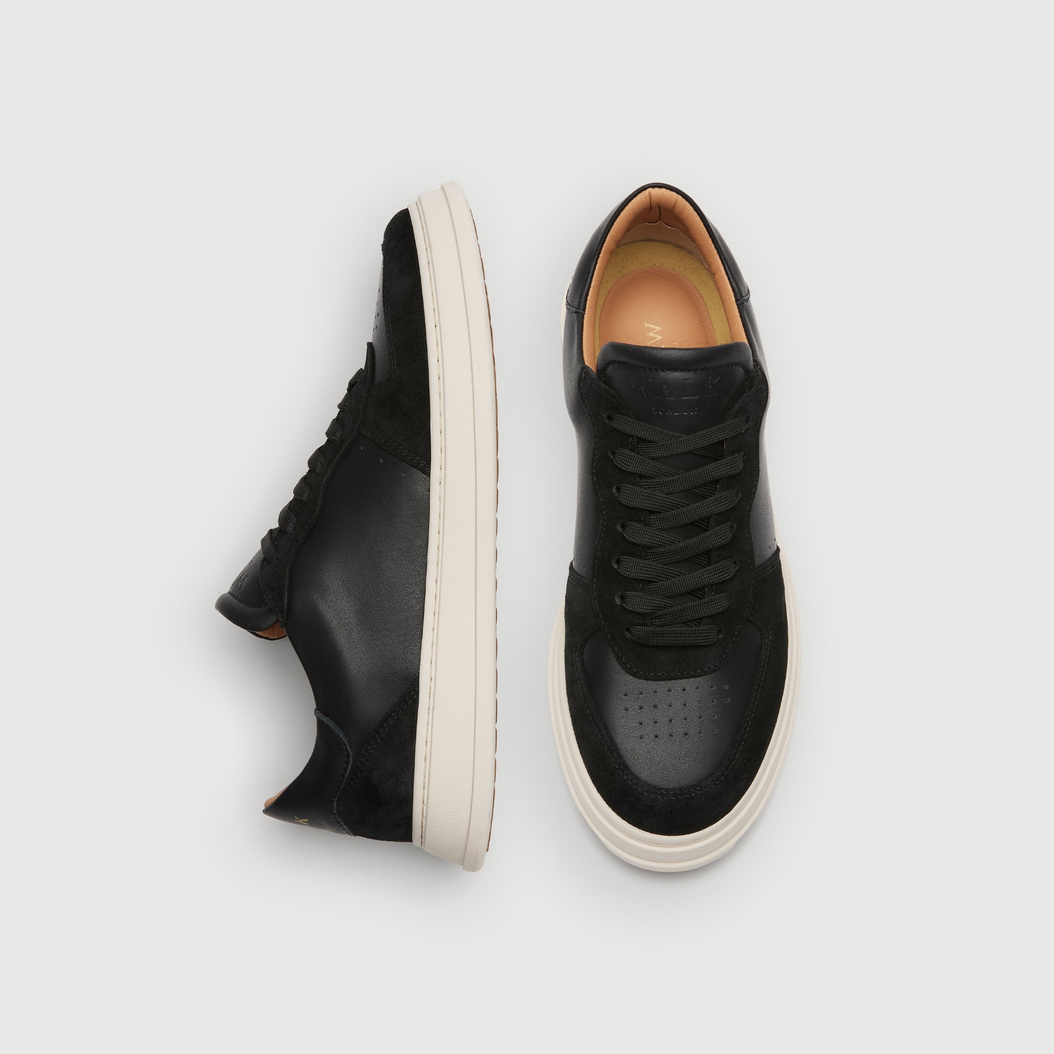 Walk London Mens California Trainer | Black Leather and Suede