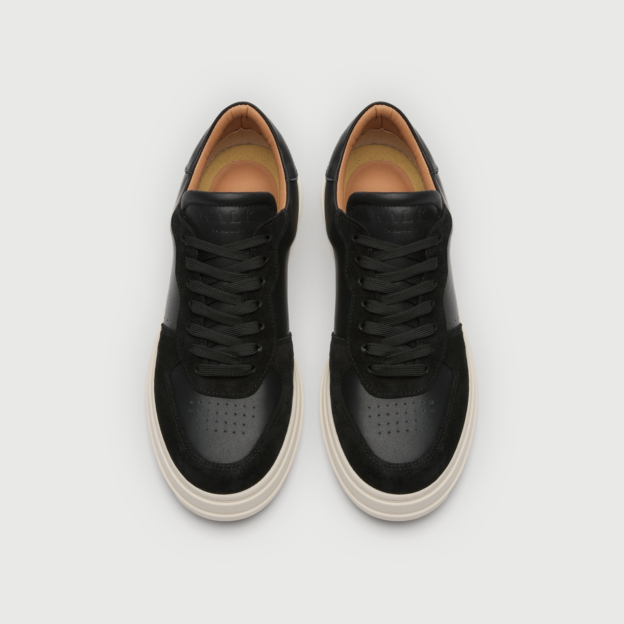 Walk London Mens California Trainer | Black Leather and Suede