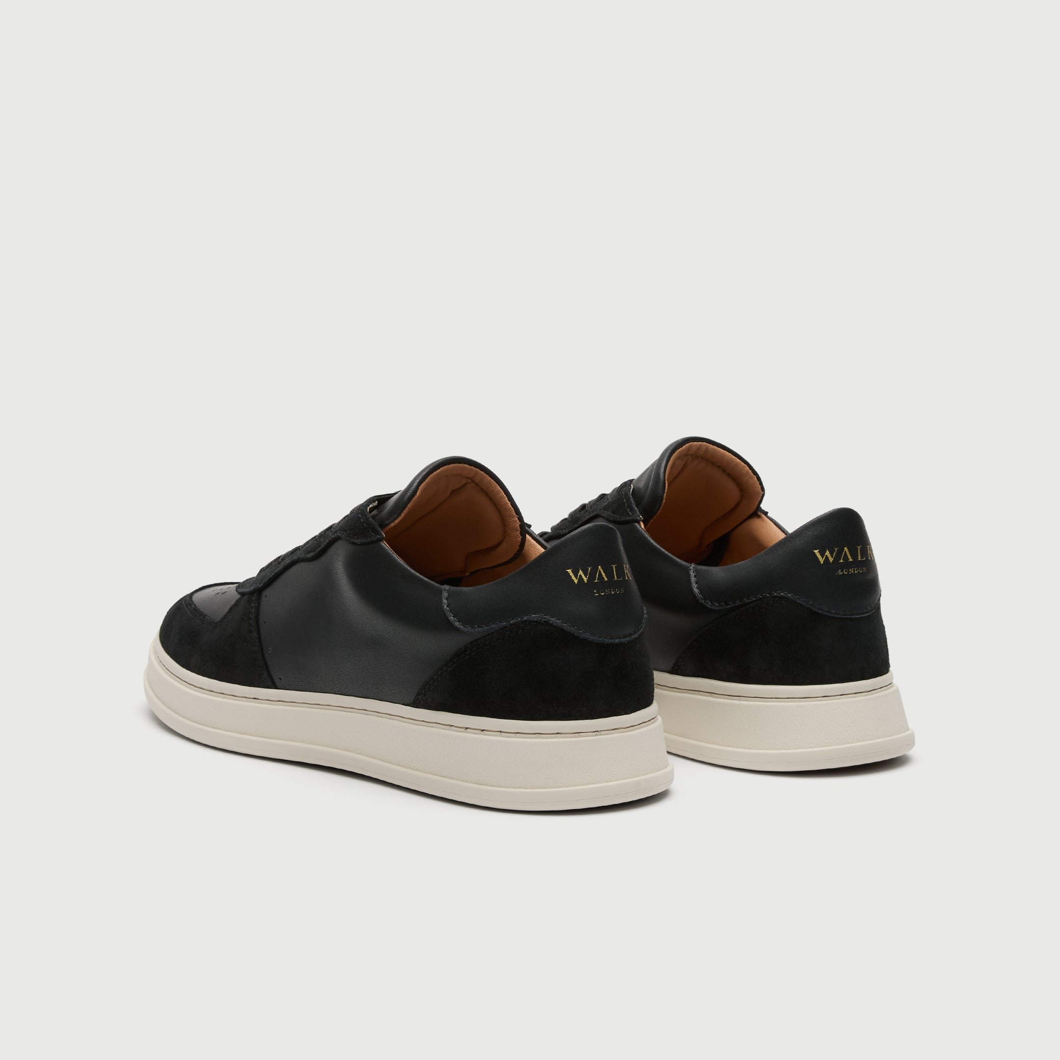 Walk London Mens California Trainer | Black Leather and Suede