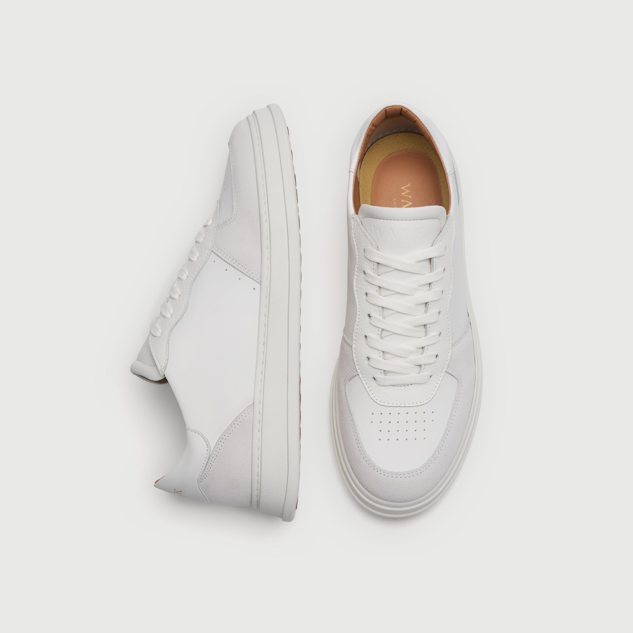 Walk London Mens California Trainer | White Leather and Suede