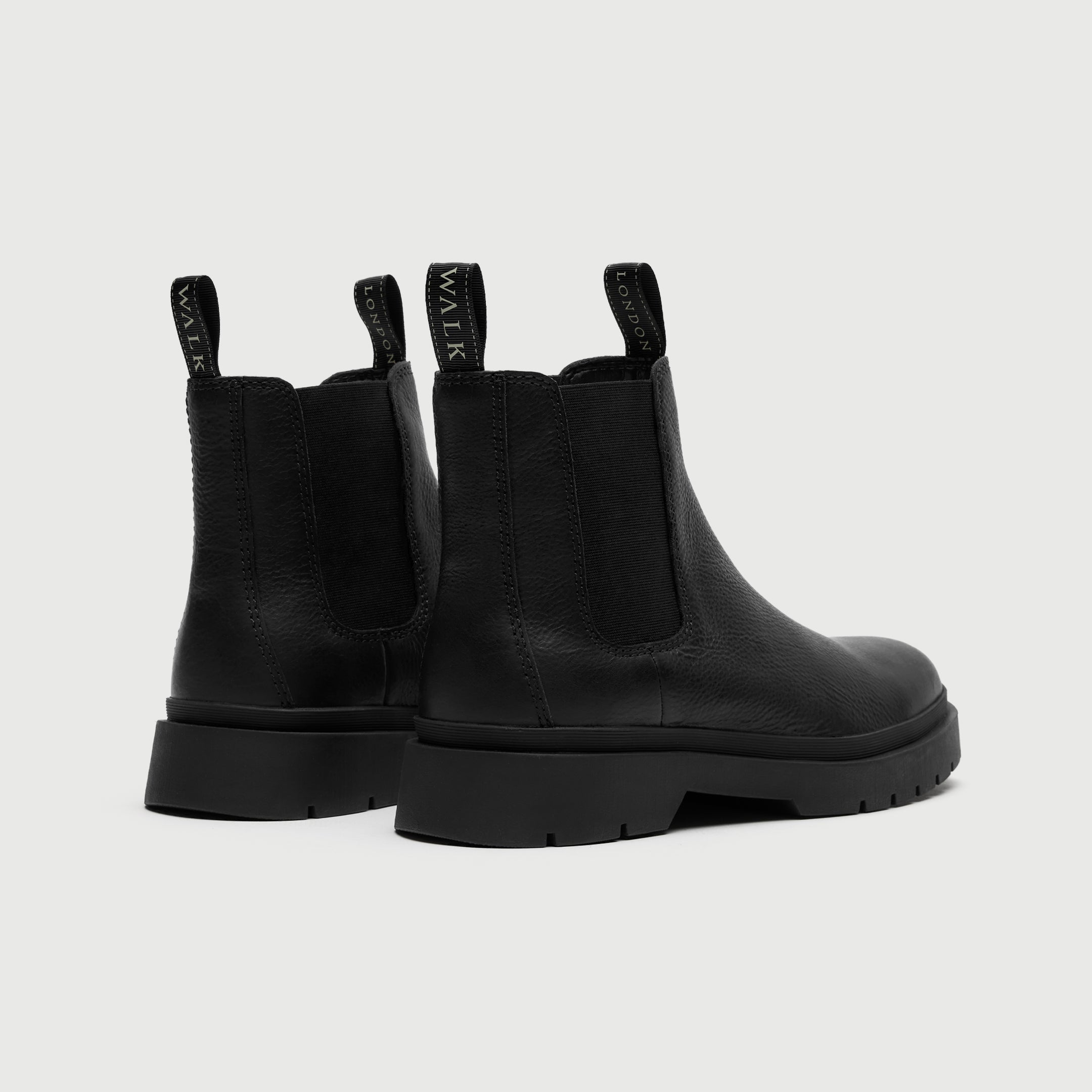 Walk London Callum Seam Chelsea Boot - Black Leather Back View