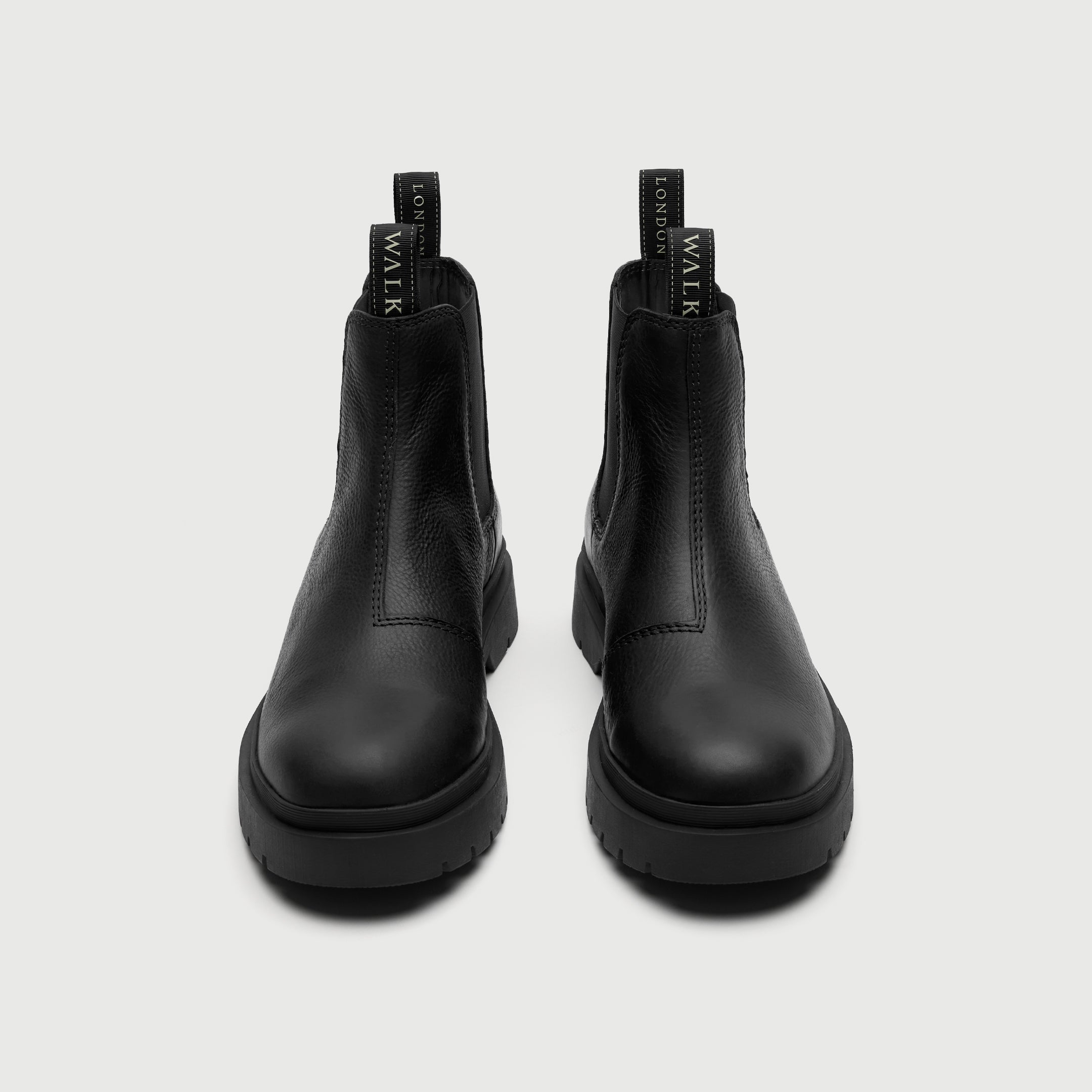 Walk London Callum Seam Chelsea Boot - Black Leather Front view