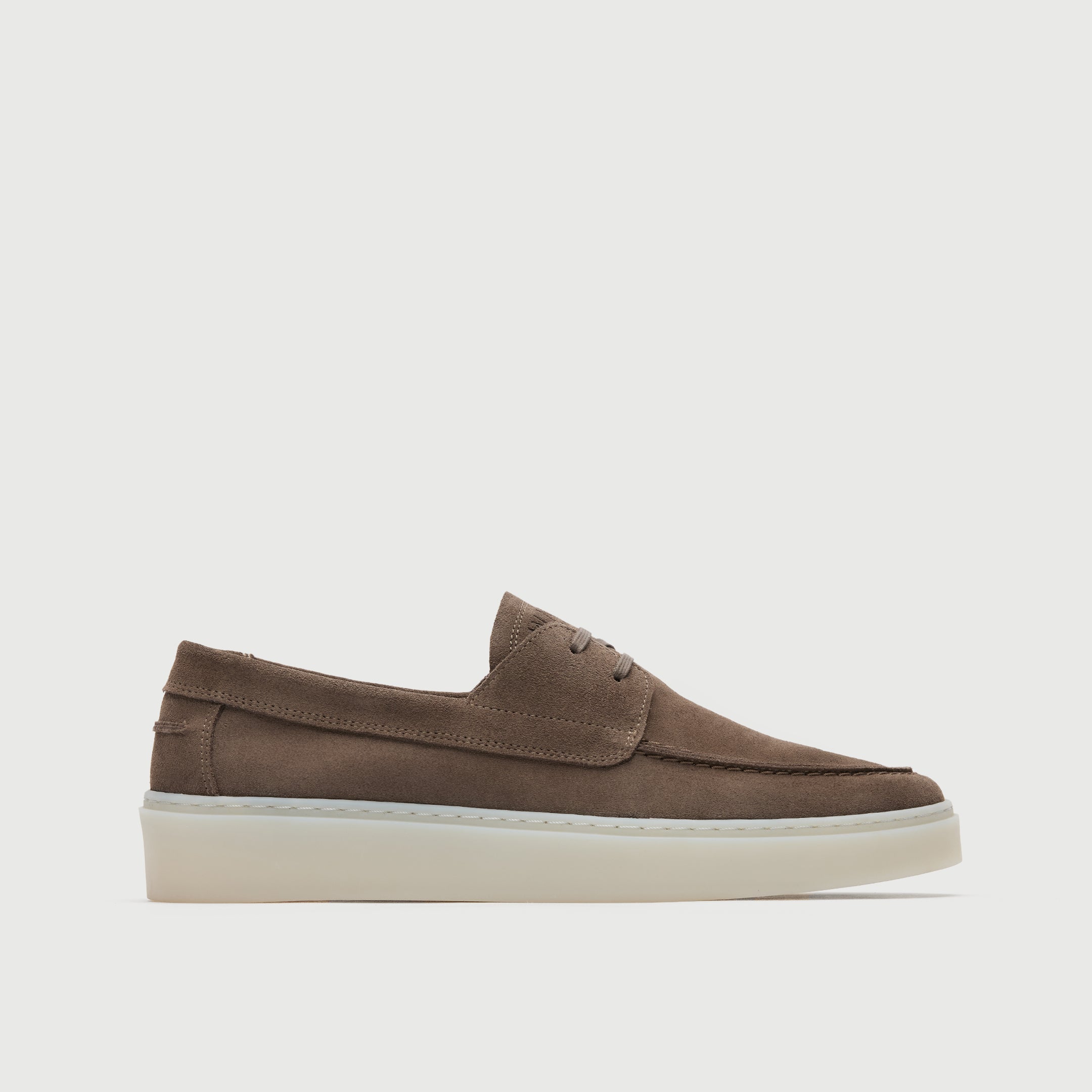 Walk London Mens Cannes Boat Shoe | Taupe Suede