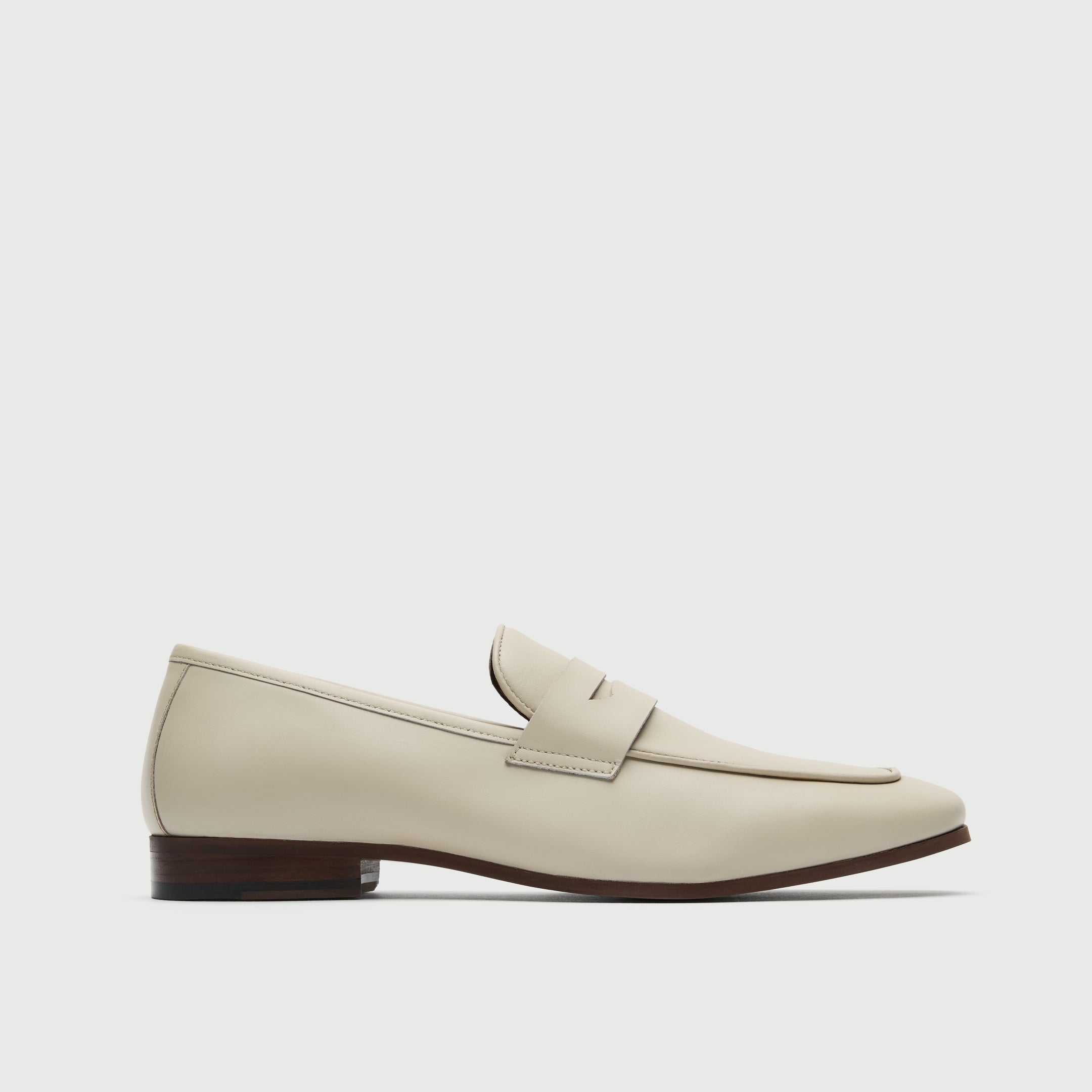 Walk London Mens Capri Saddle Loafer in Off White Leather