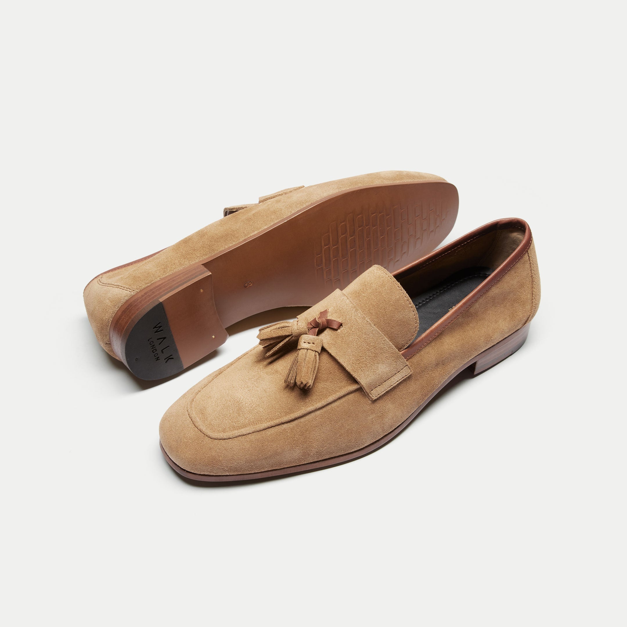 Walk London Mens Capri Tassel Loafer in Tan Suede