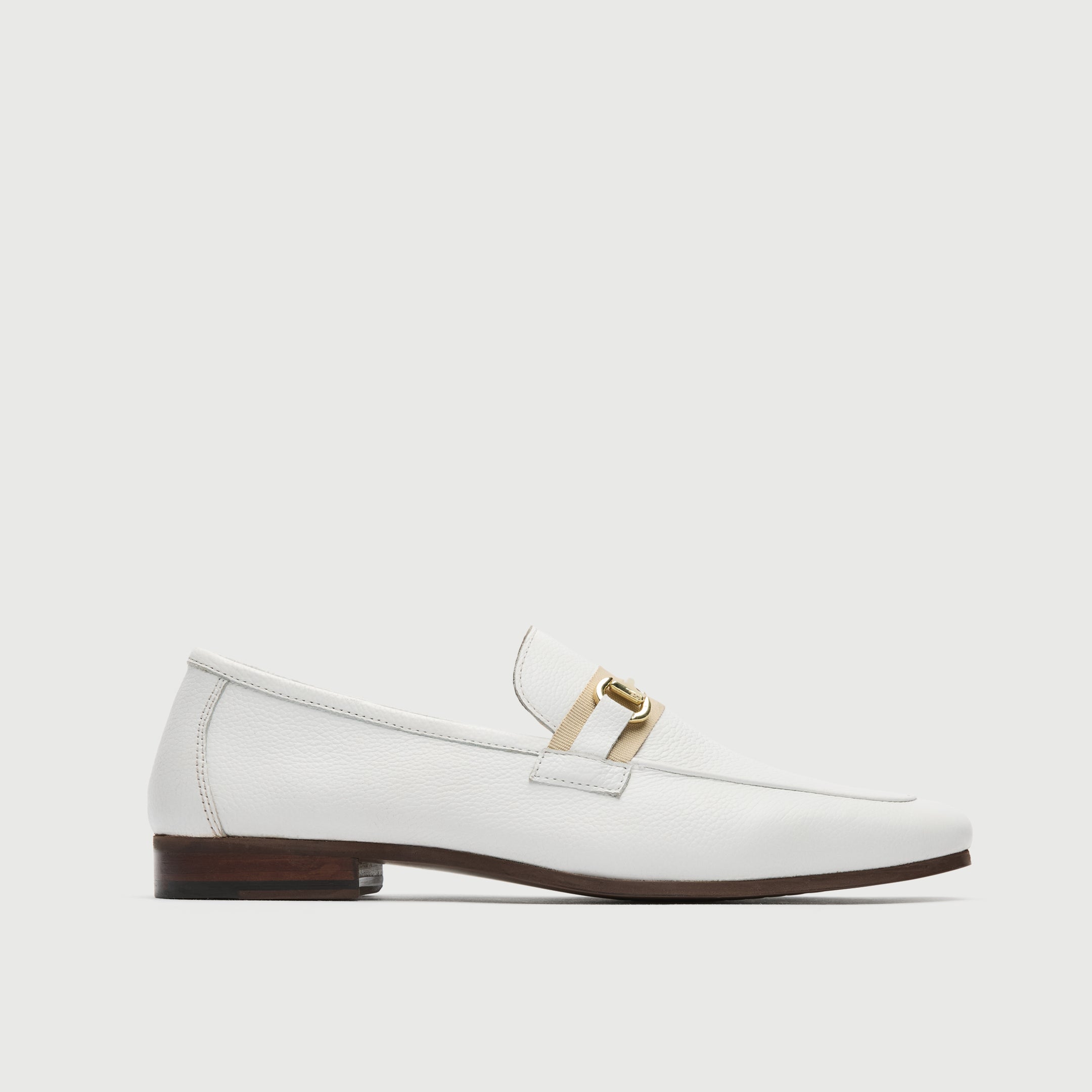 Walk London Mens Capri Trim Loafer in White Grain Leather