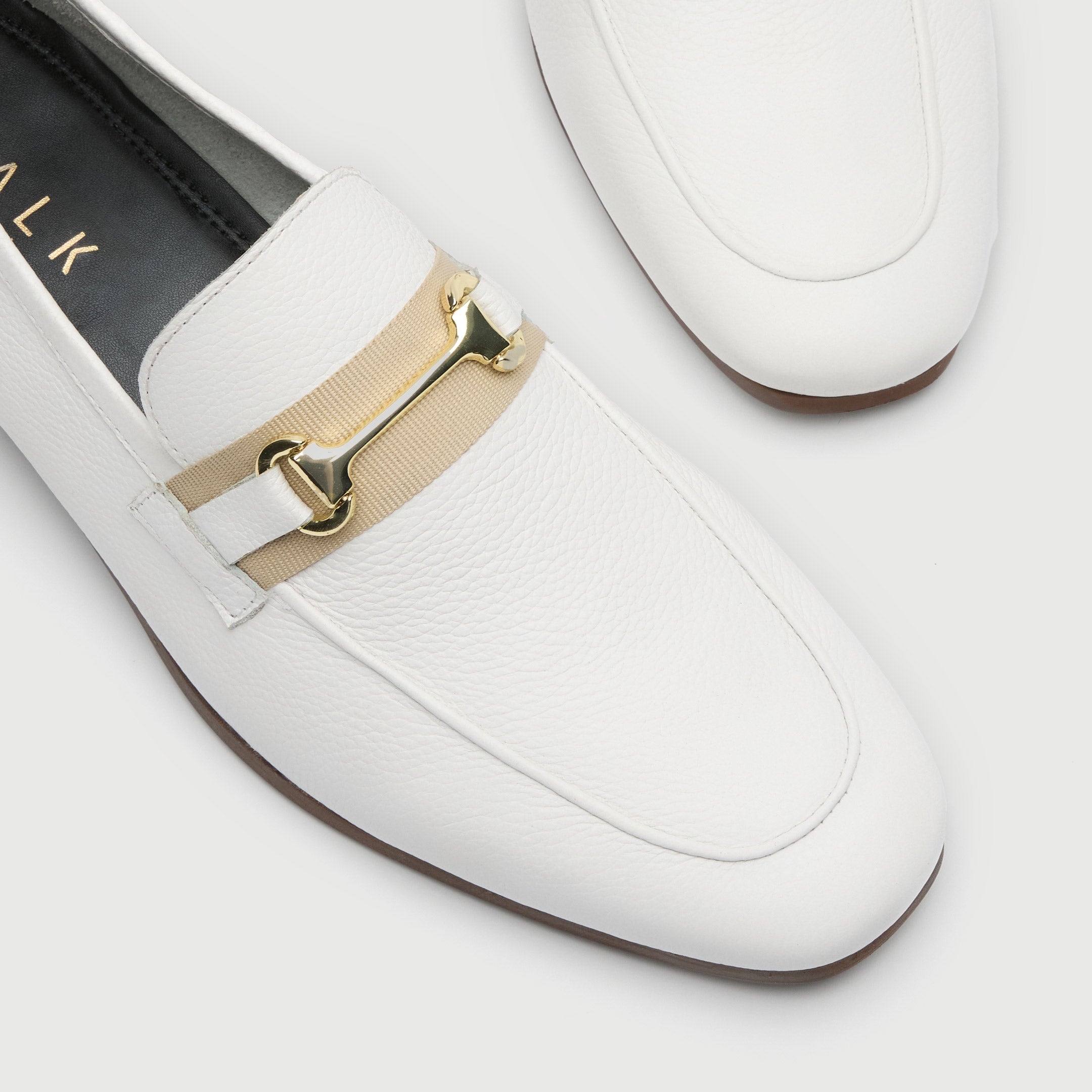 Walk London Mens Capri Trim Loafer in White Grain Leather