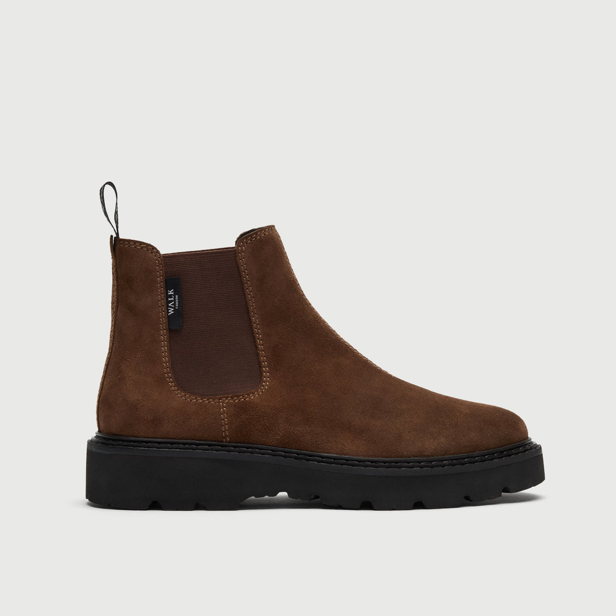 Walk London Clapham Chelsea Boot in tan suede side view