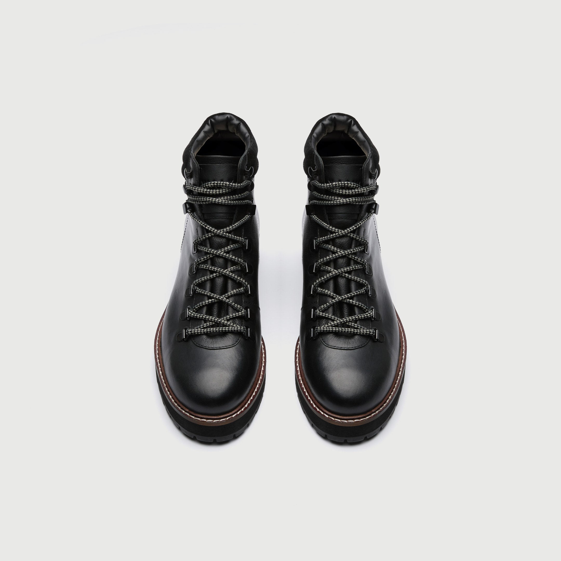 WALK London Mens Connery Hiking Boot in Black Leather