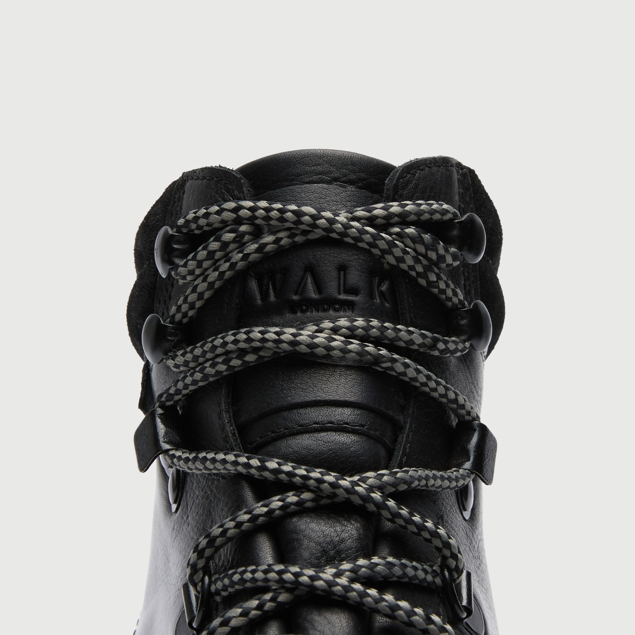 WALK London Mens Connery Hiking Boot in Black Leather