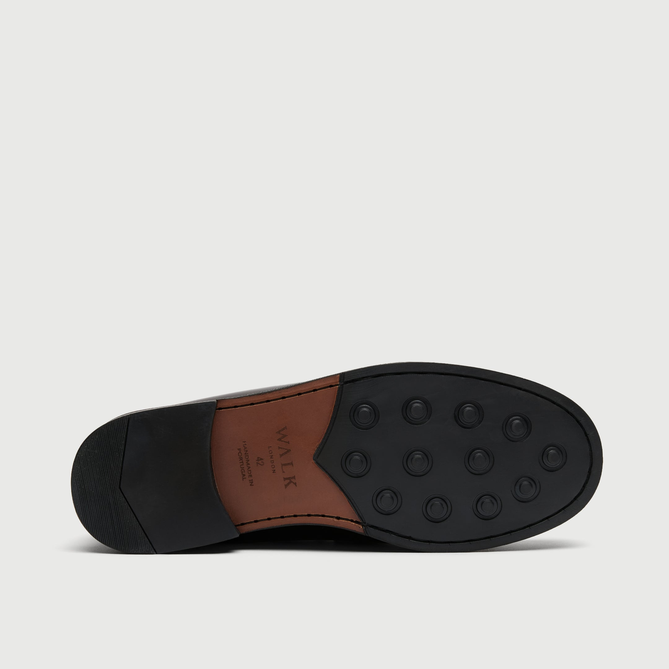 Walk London Dalston Fringe Tassel Loafer Black Leather Sole