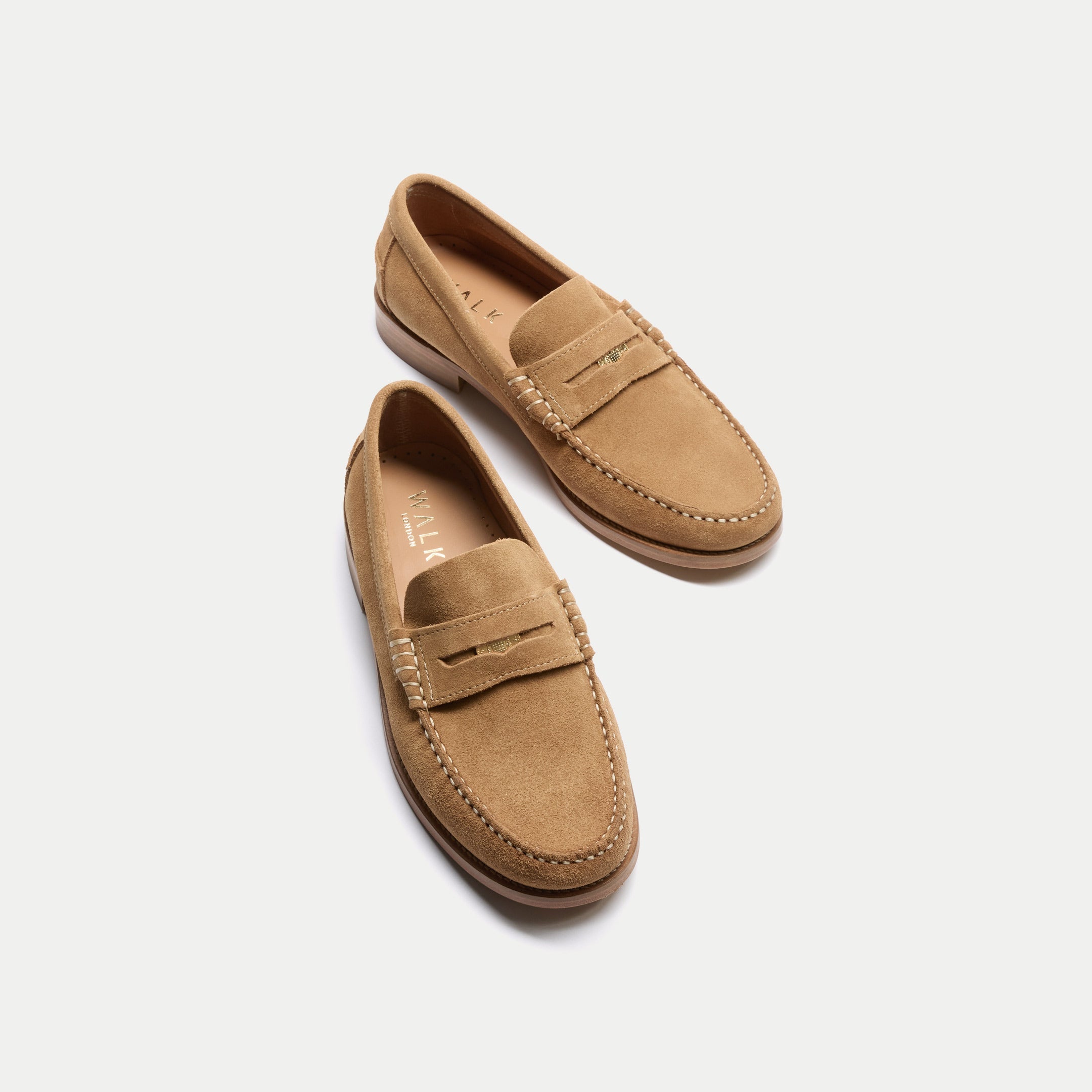 Walk London Mens Dalston Penny Loafer in Tan Suede