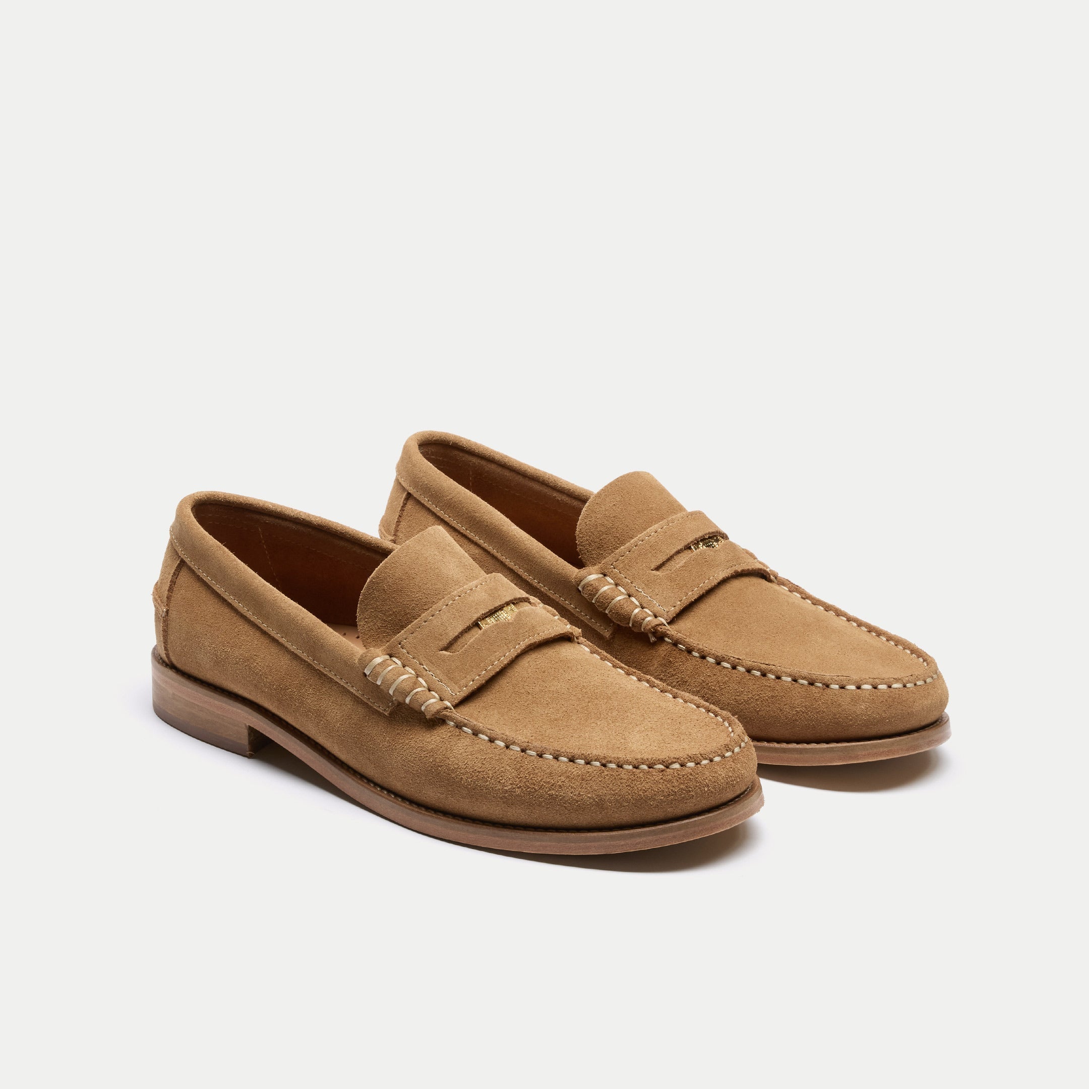 Walk London Mens Dalston Penny Loafer in Tan Suede