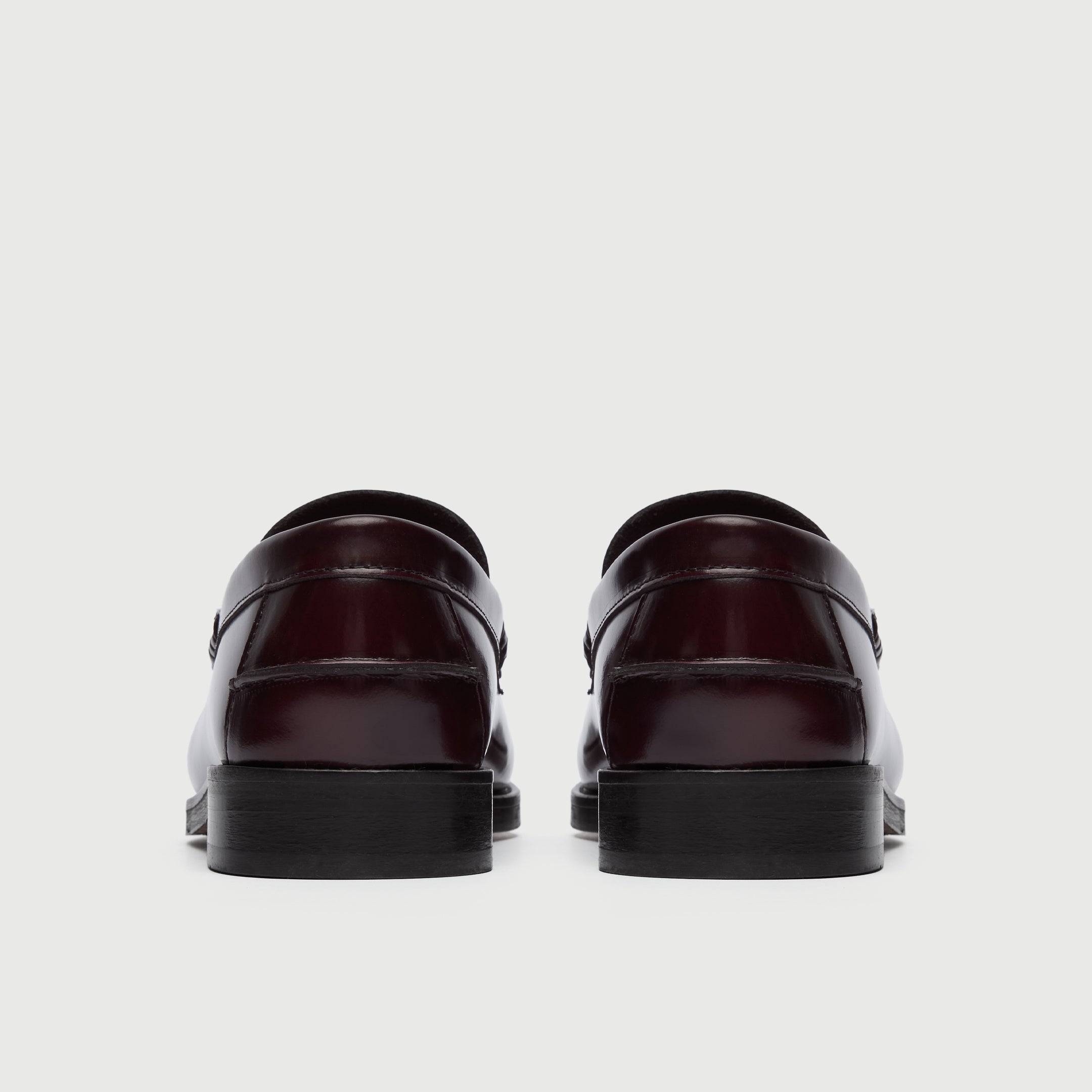 Walk London Mens Dalston Penny Loafer in High Shine Burgundy Leather