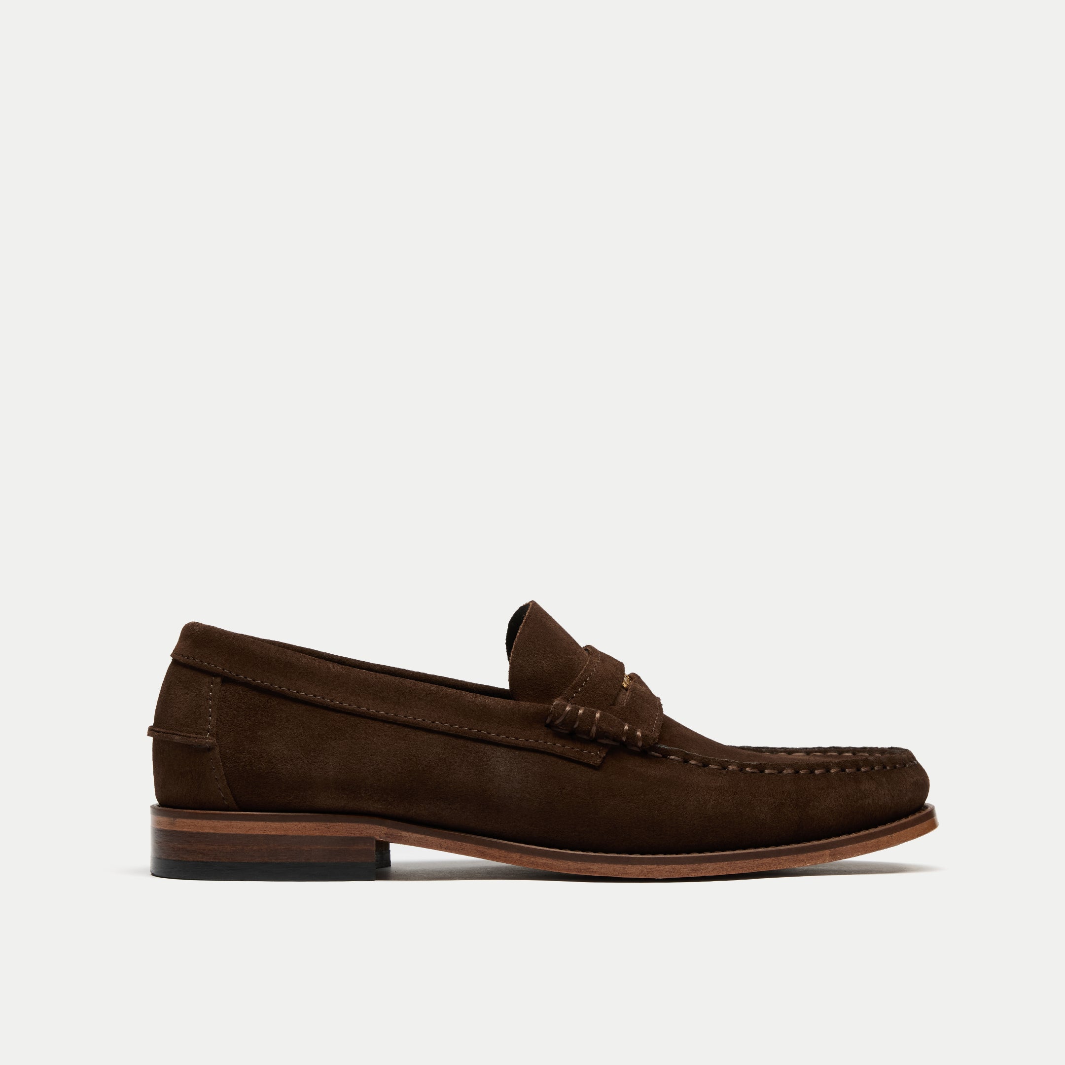 Walk London Mens Dalston Penny Loafer in Brown Suede