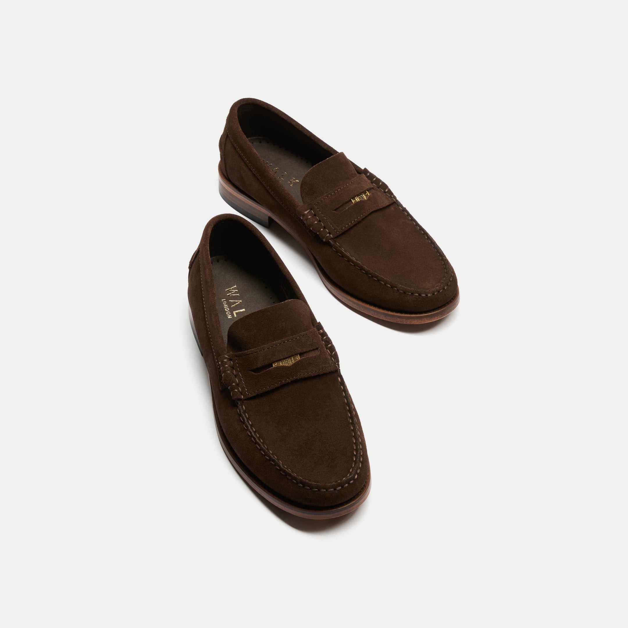 Walk London Mens Dalston Penny Loafer in Brown Suede