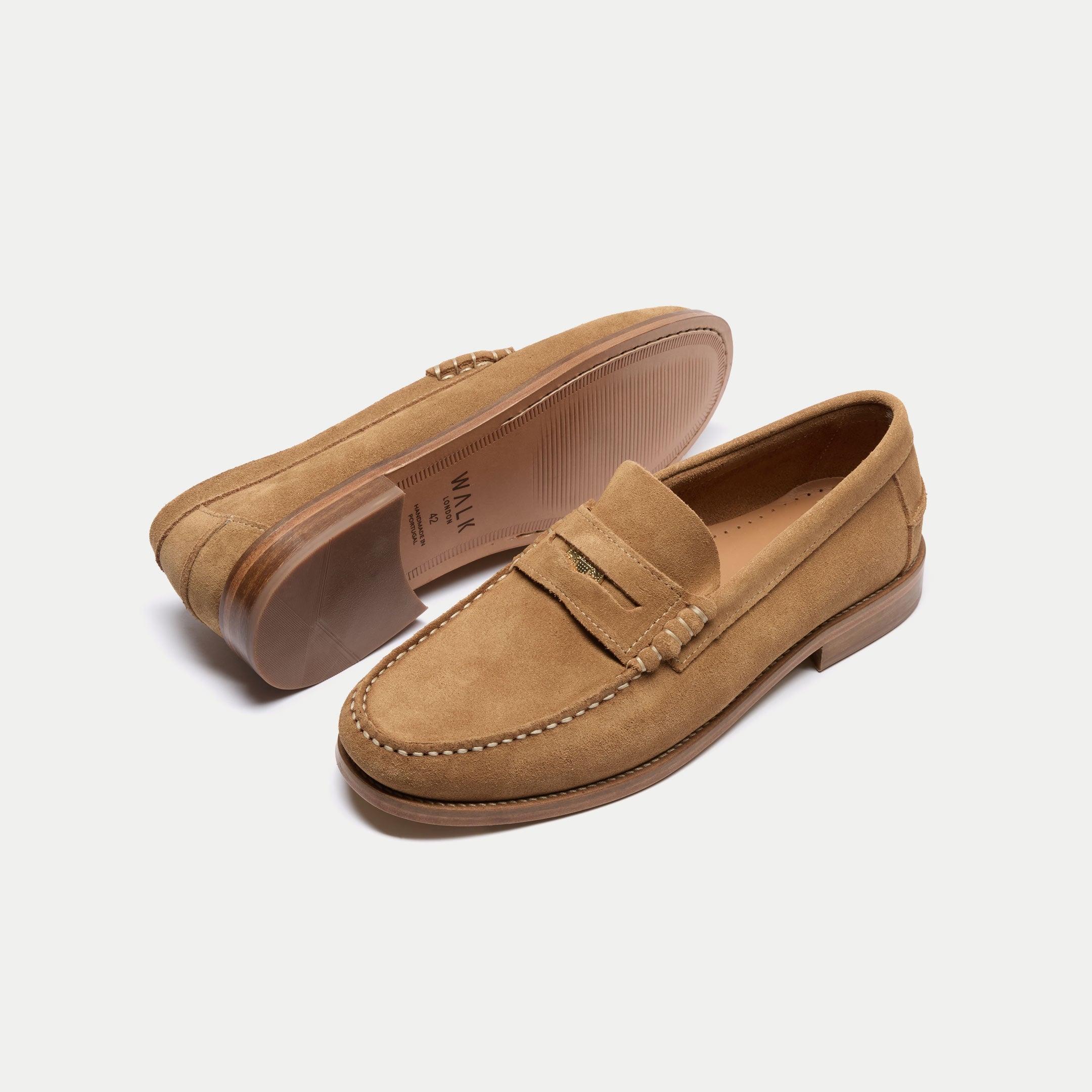 Walk London Mens Dalston Penny Loafer in Tan Suede