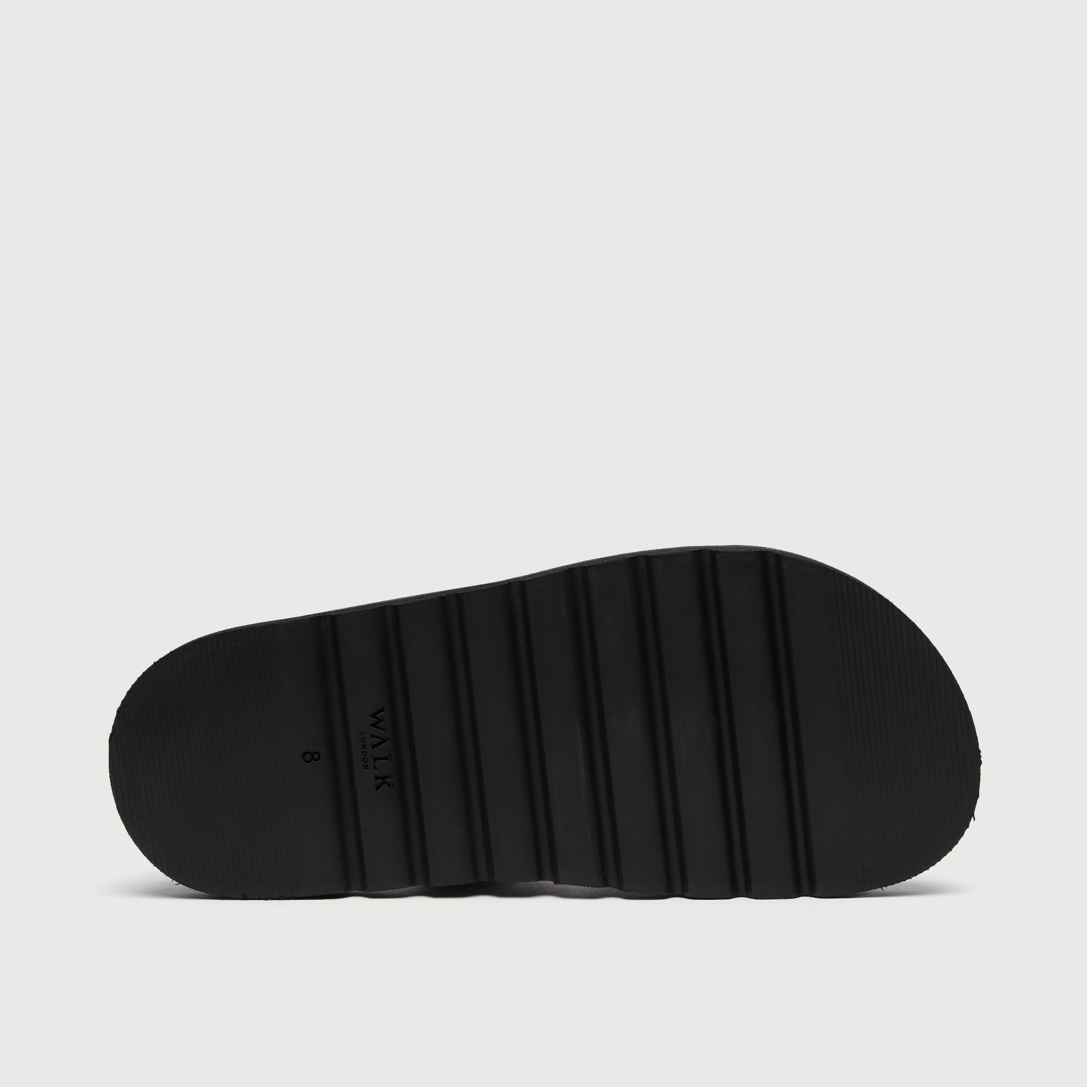 Walk London Ezra Backstrap Tan Brown Leather Men's Sandal sole view