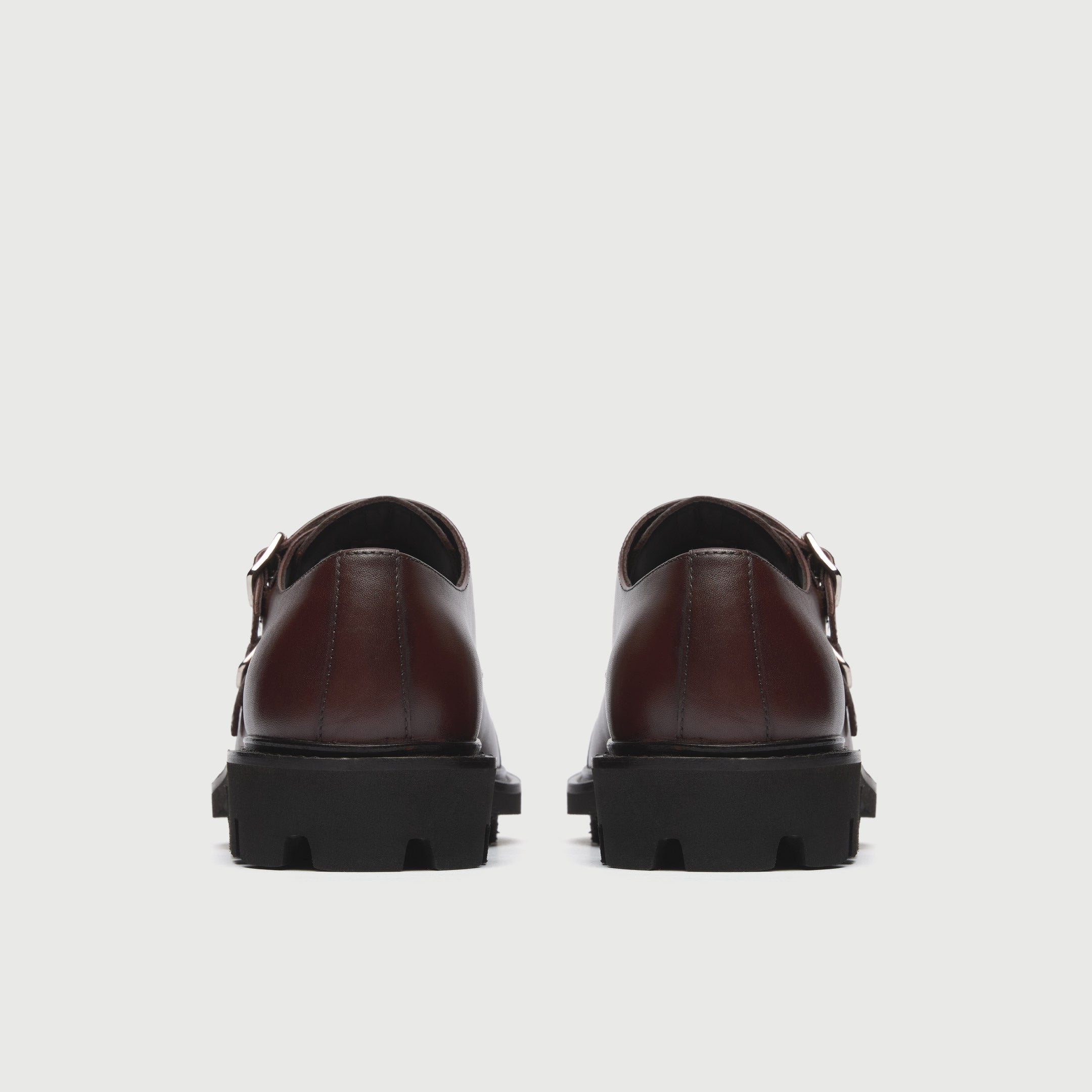 WALK London Mens Felix Monk Strap in Brown Leather