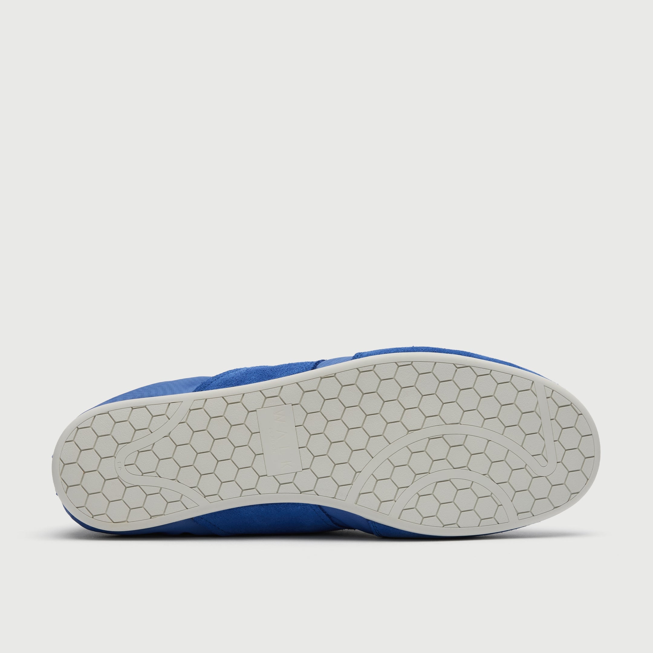 Walk London Firenze Trainer in blue suede and textile sole view