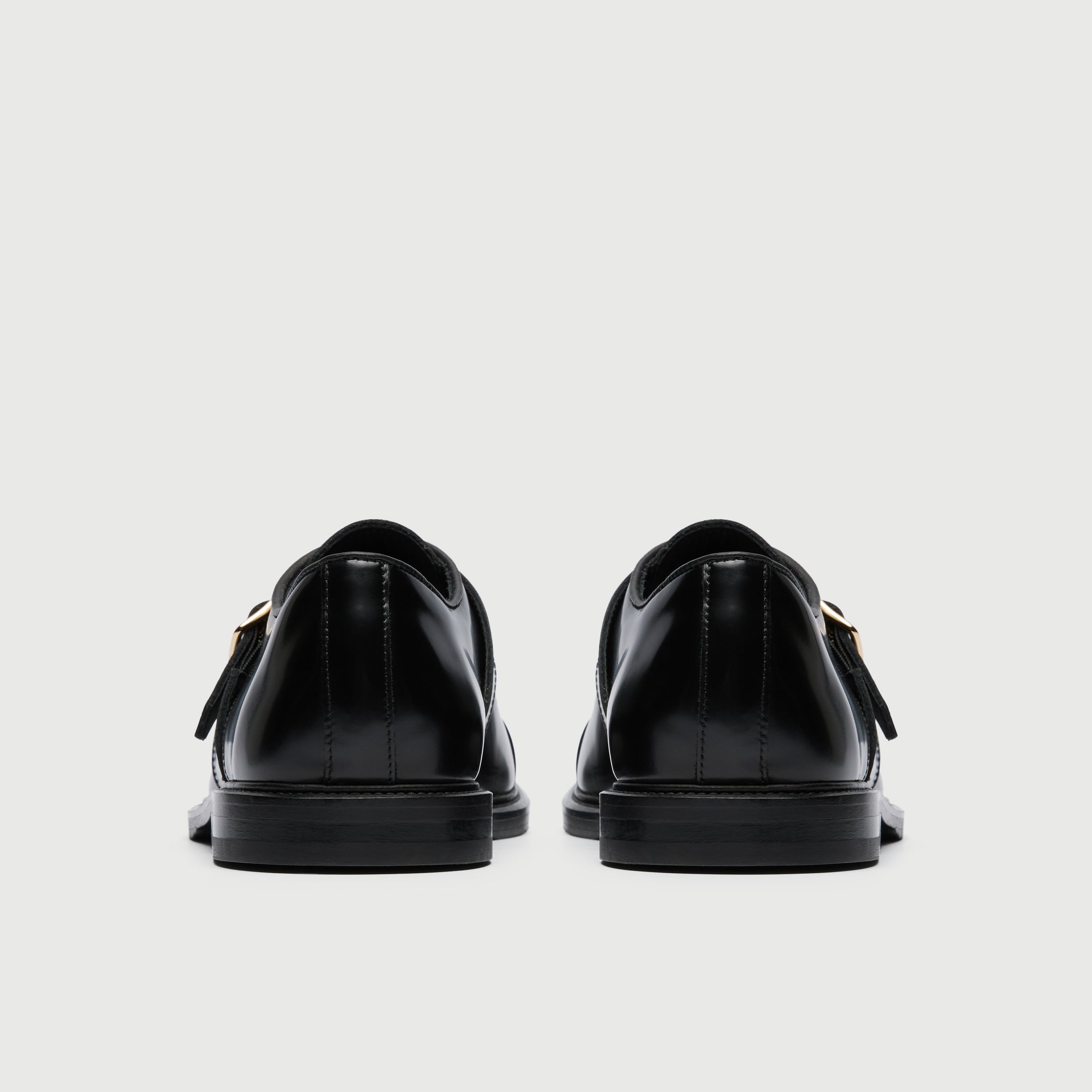 Walk London Mens Greenwich Buckle Shoe in Smooth Black Leather