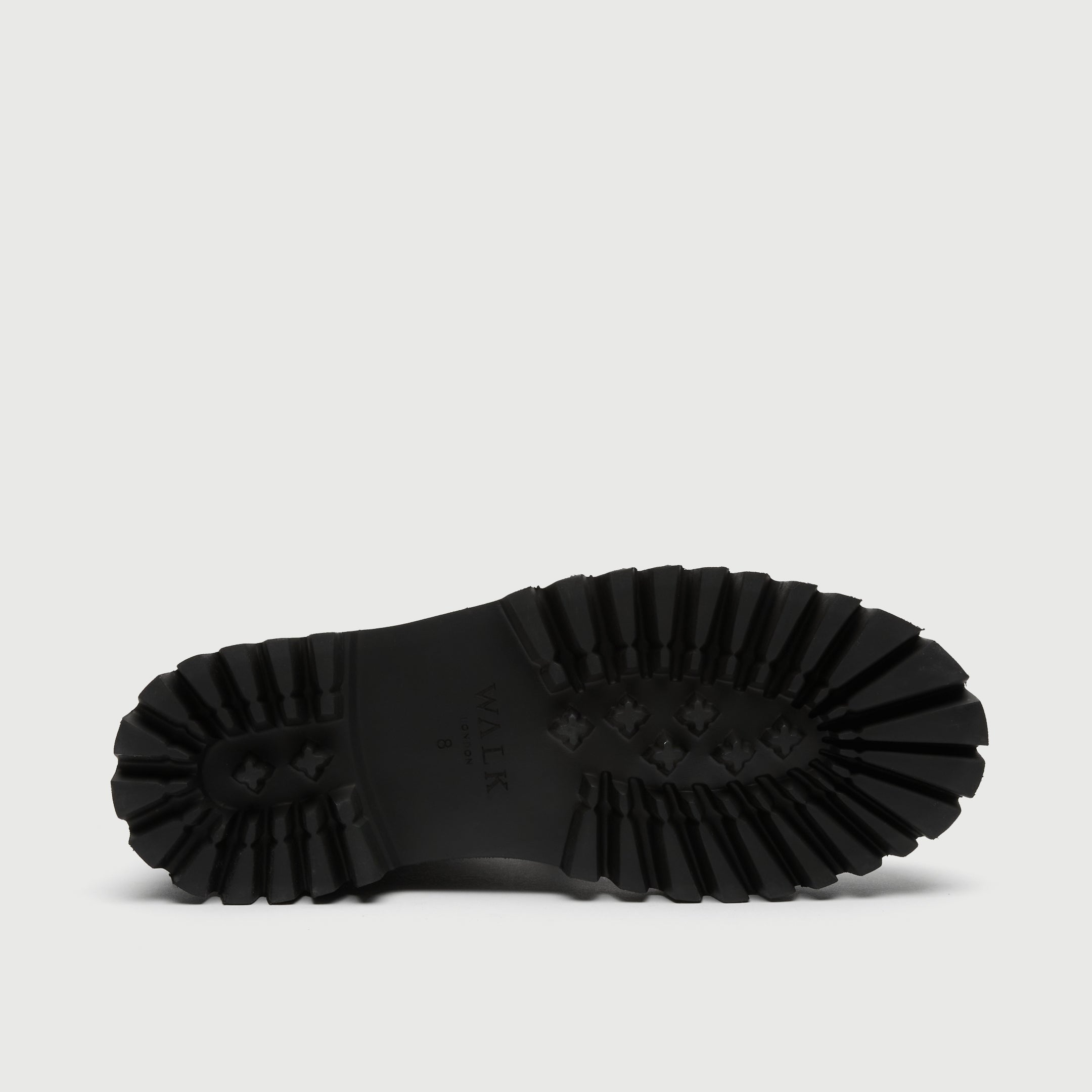 Pair of black rubber boots from Walk London Shoes on a light grey background