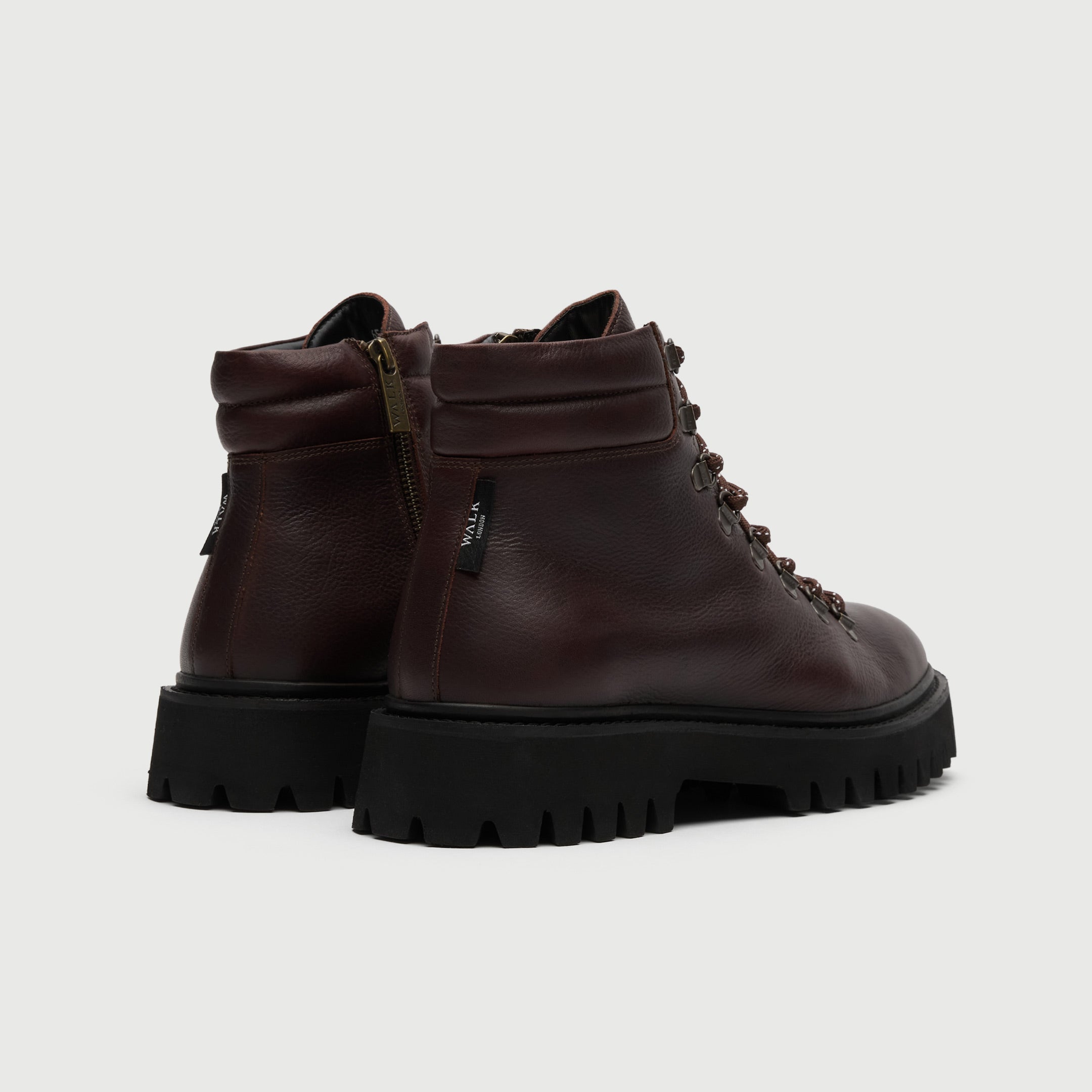 Walk London Shoes Hopper Hiking Boot Brown Leather