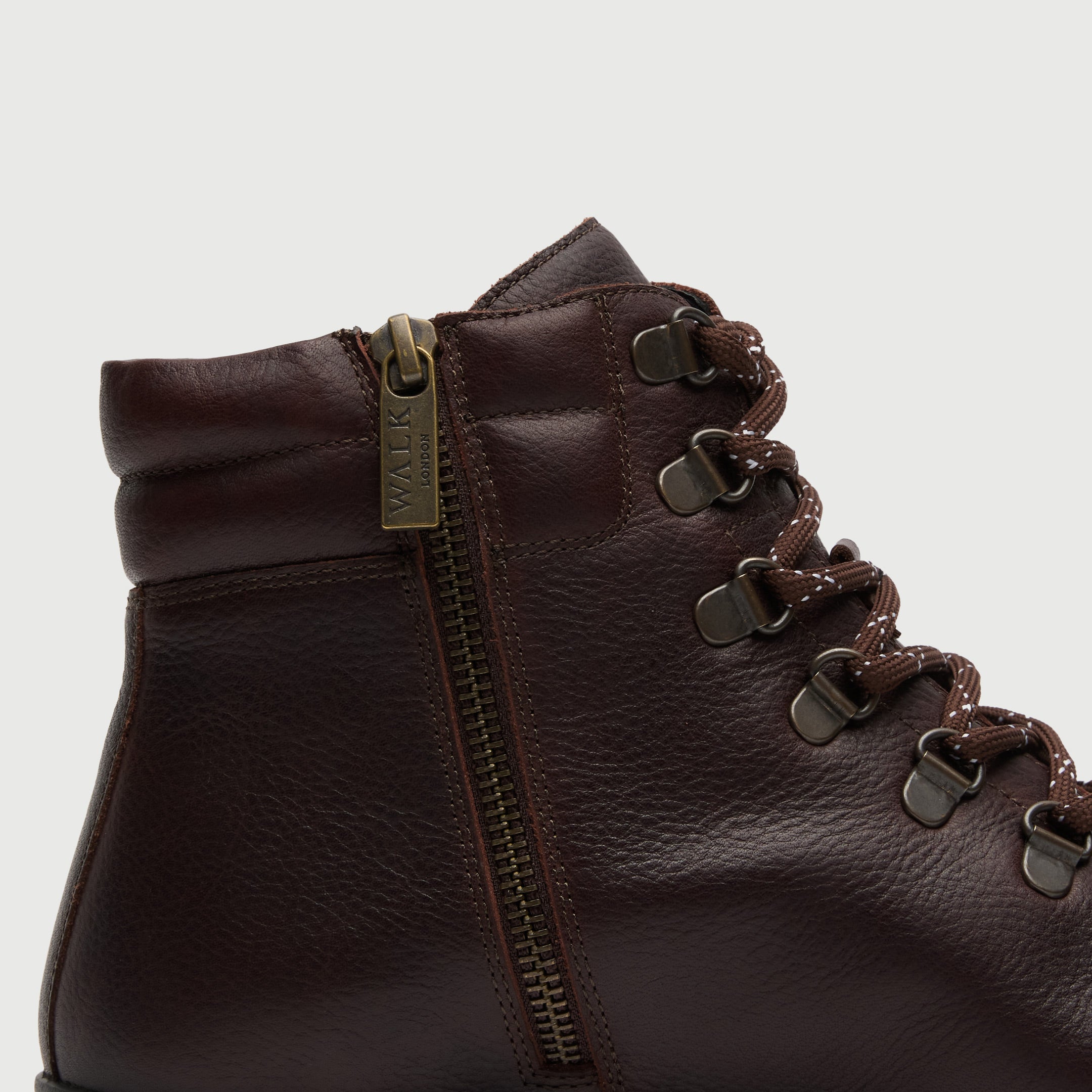 Walk London Shoes Hopper Hiking Boot Brown Leather