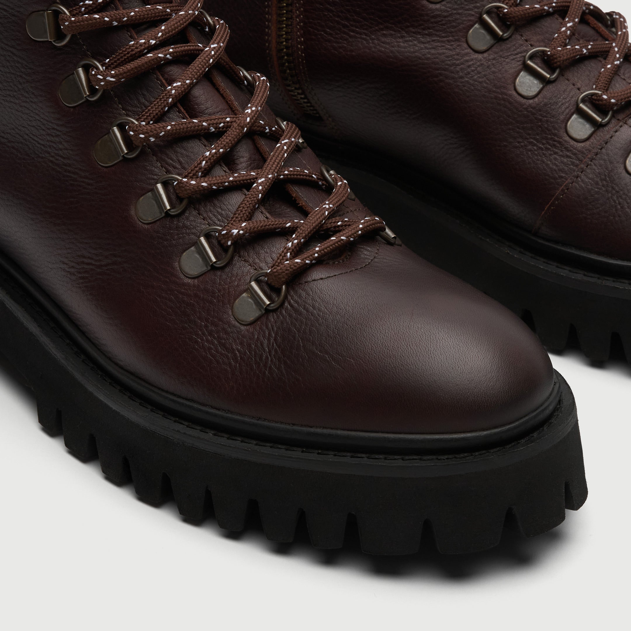 Walk London Shoes Hopper Hiking Boot Brown Leather