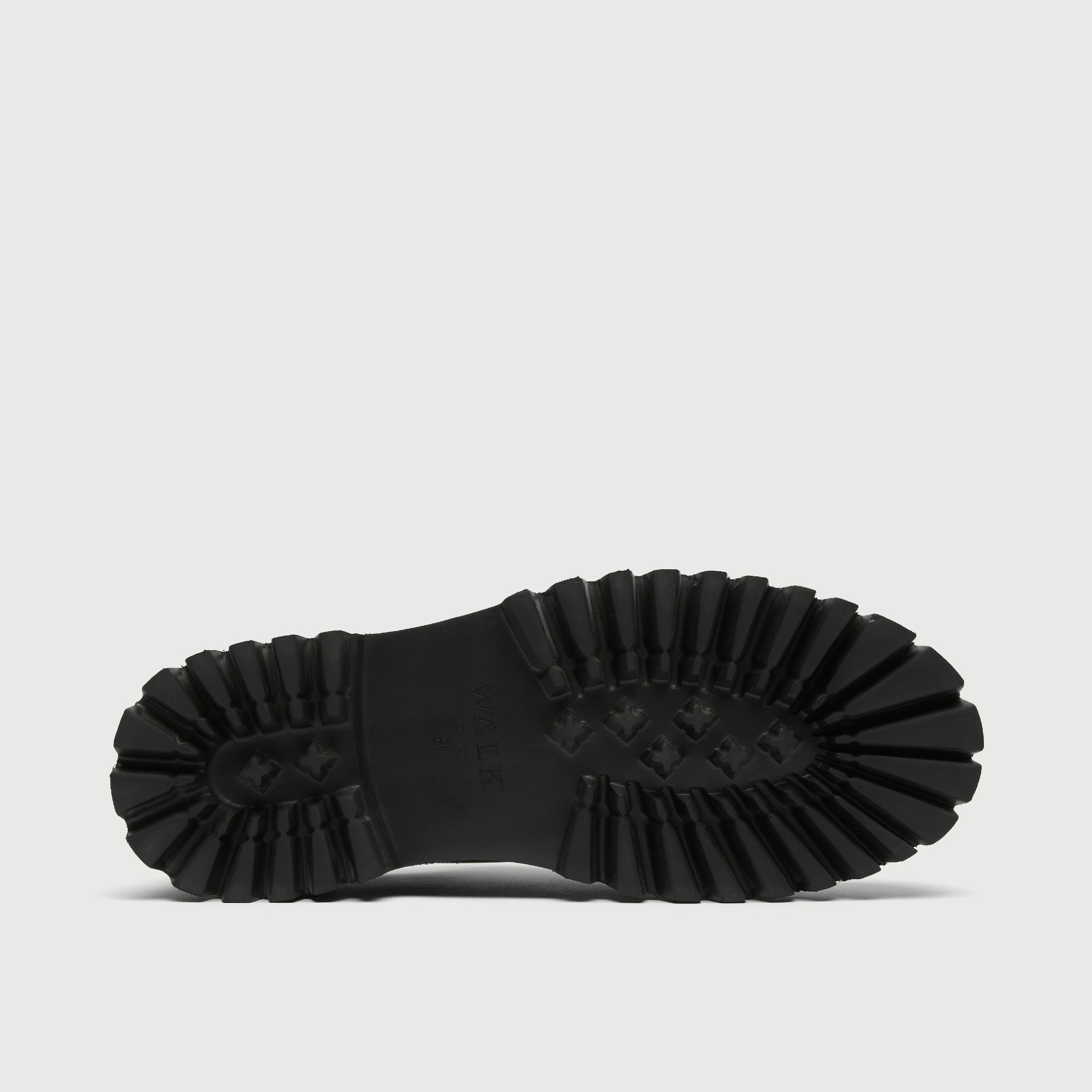 Walk London Hopper lace shoe in black smooth leather and cleated sole