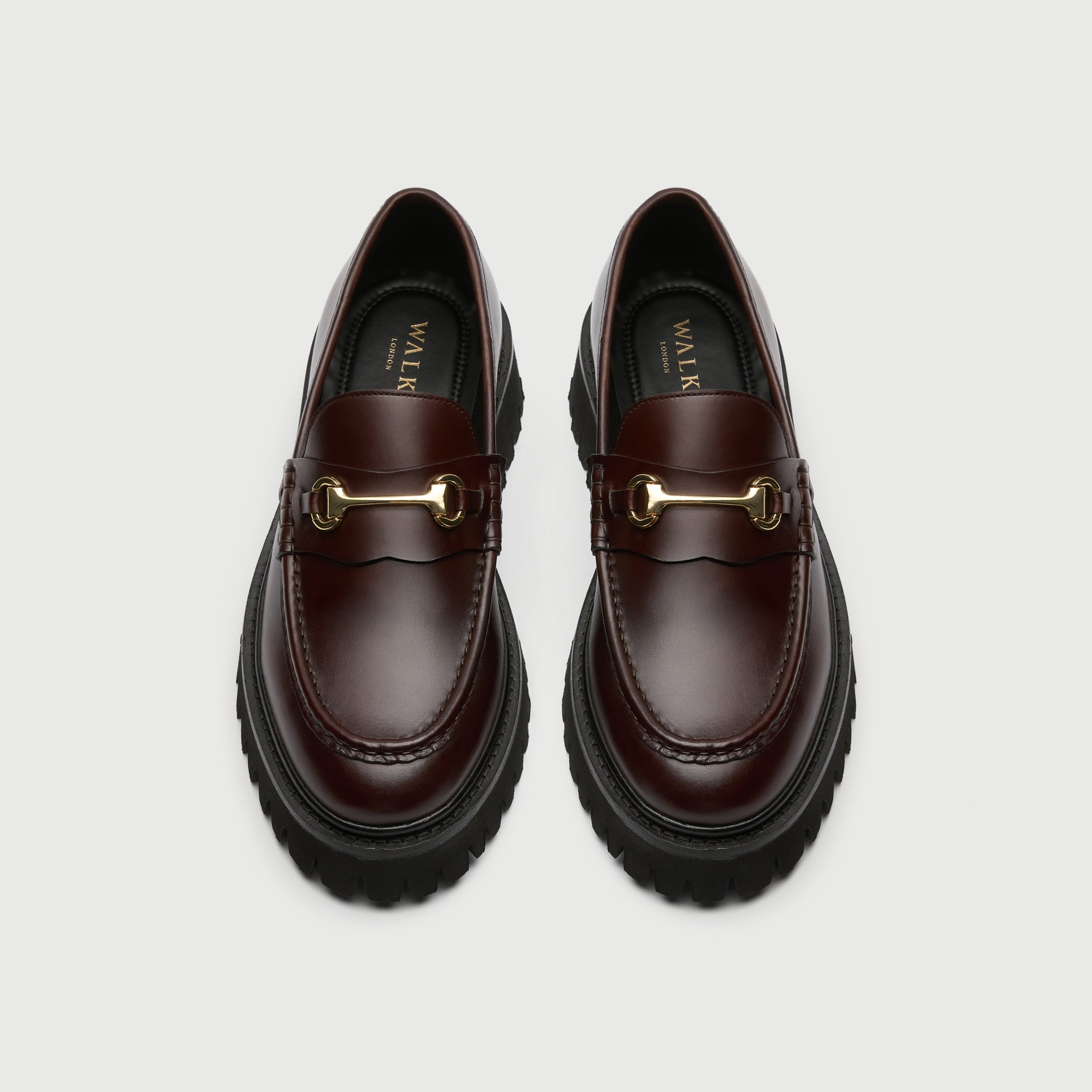 Walk London Hopper Trim Loafer in brown leather and cleated sole