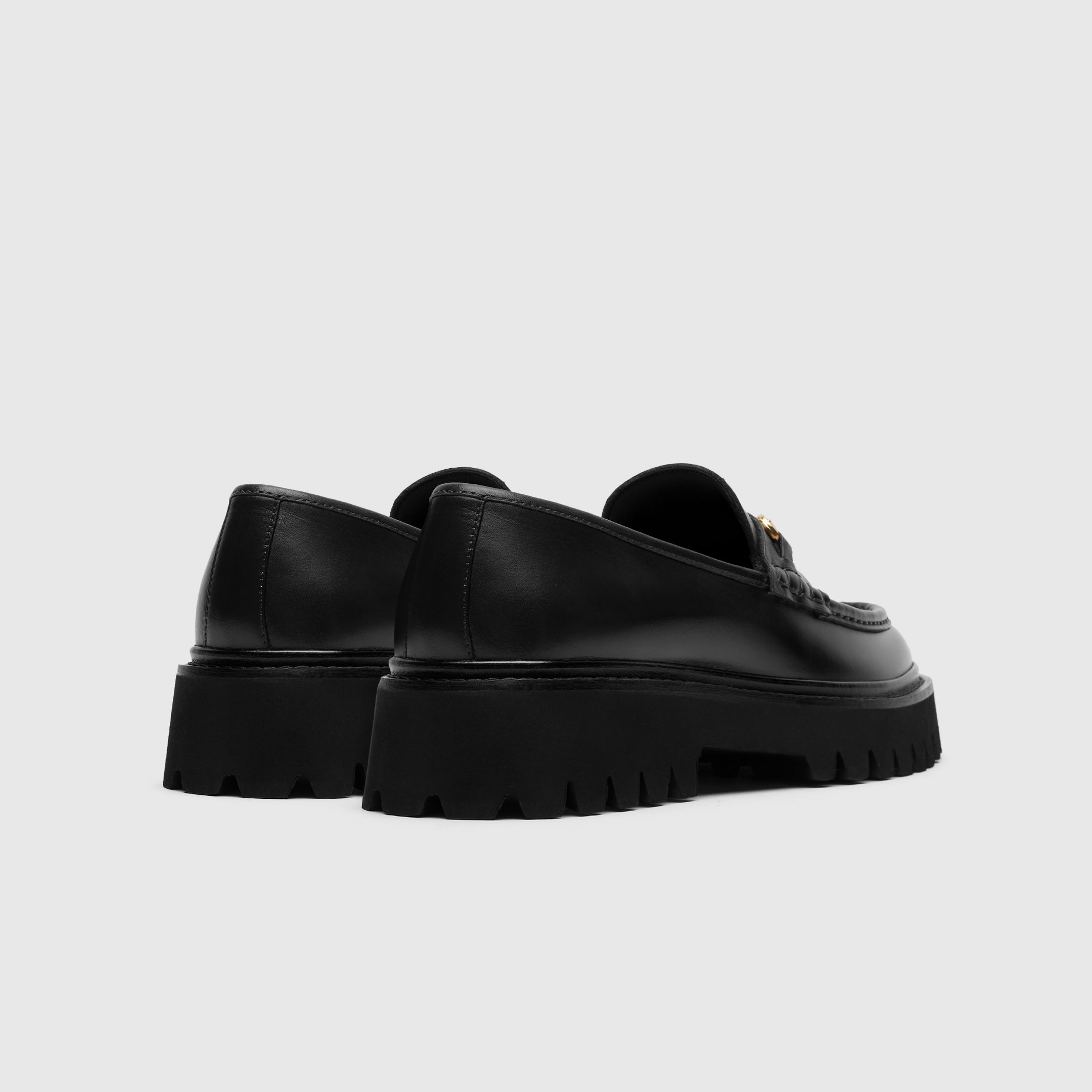 Walk London Hopper Trim Loafer in black leather and cleated sole