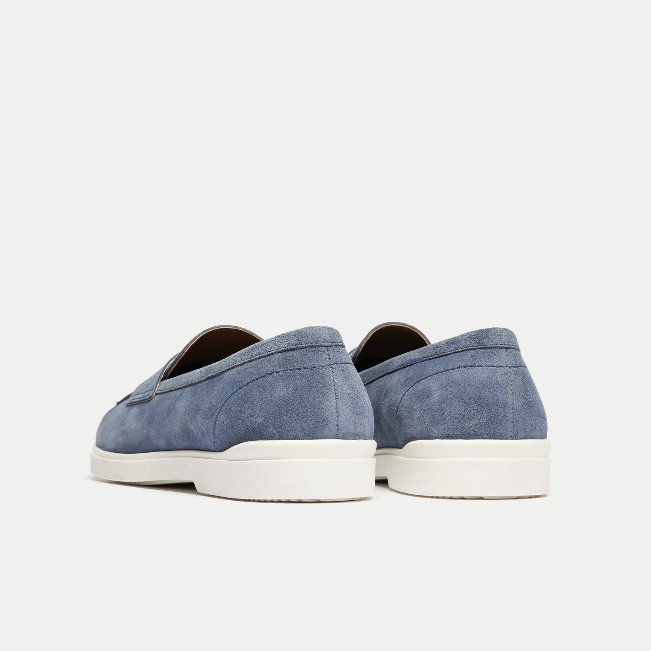 Walk London Mens Joshua Saddle Loafer in Navy Suede