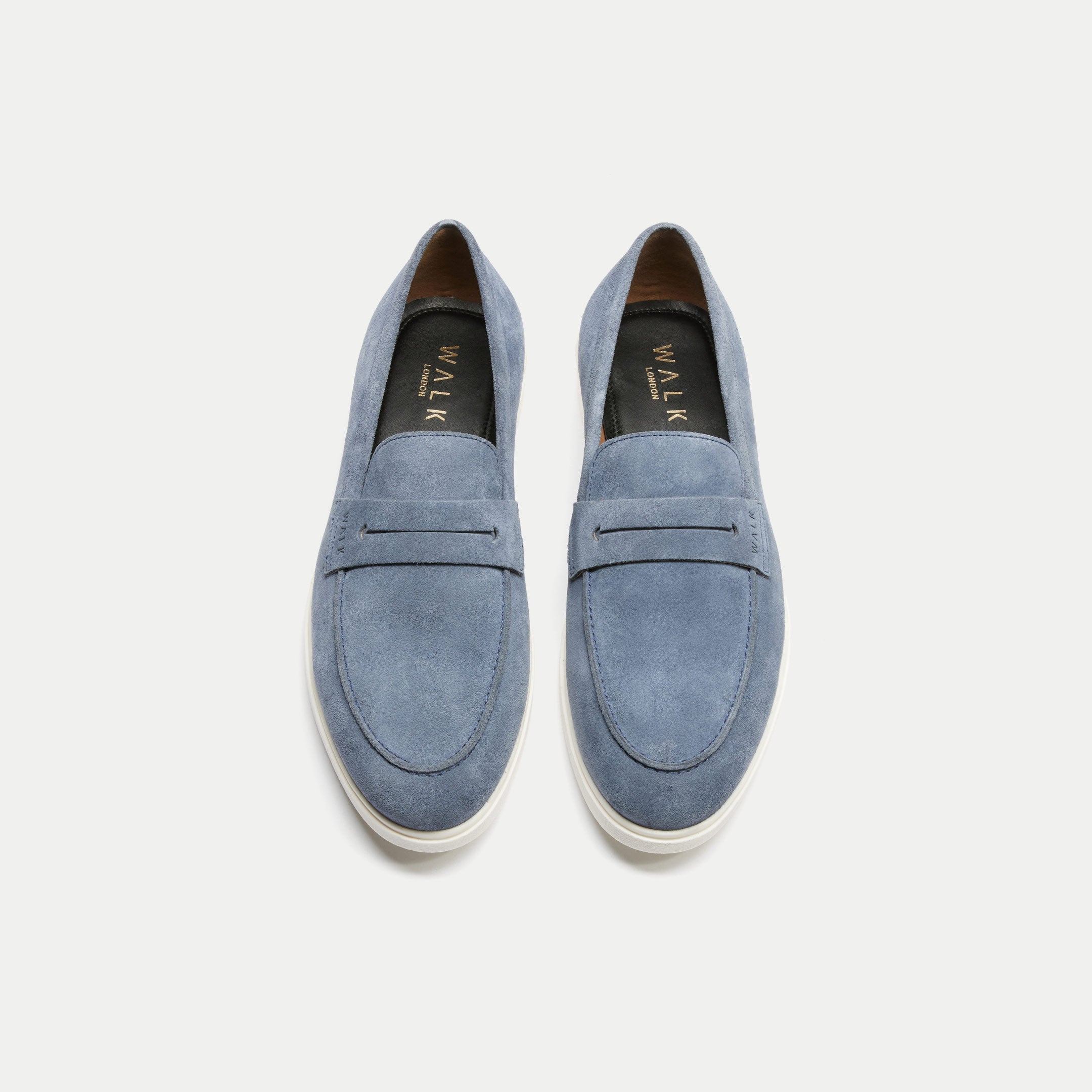 Walk London Mens Joshua Saddle Loafer in Navy Suede